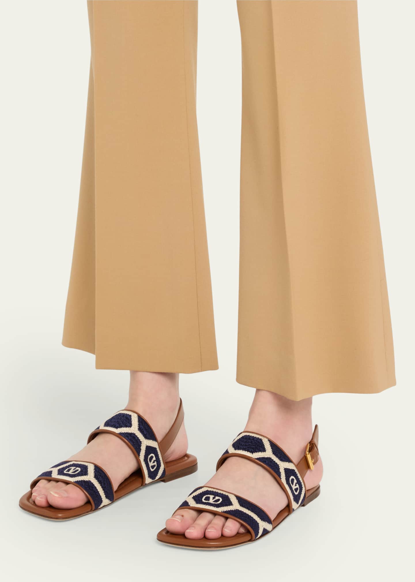 Valentino Garavani Embroidered Leather Summer Slingback Sandals Image 2 of 6