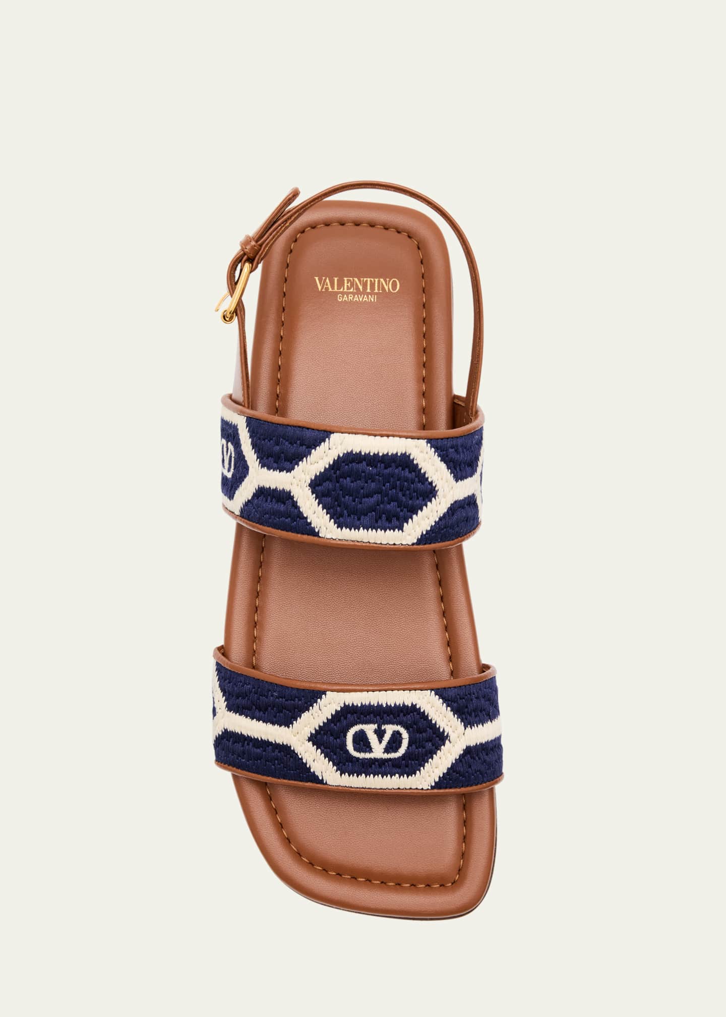 Valentino Garavani Embroidered Leather Summer Slingback Sandals Image 6 of 6