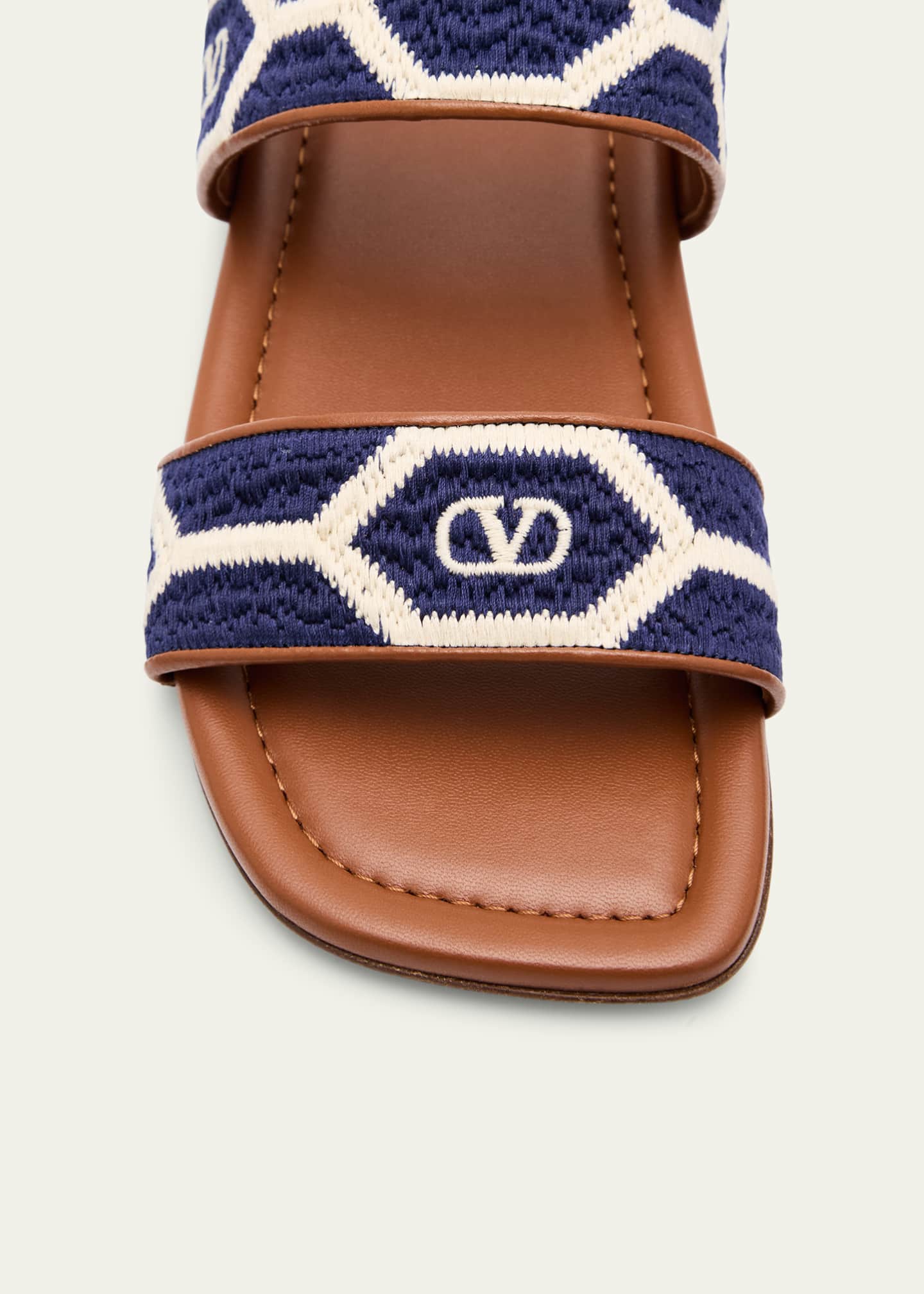 Valentino Garavani Embroidered Leather Summer Slingback Sandals Image 5 of 6