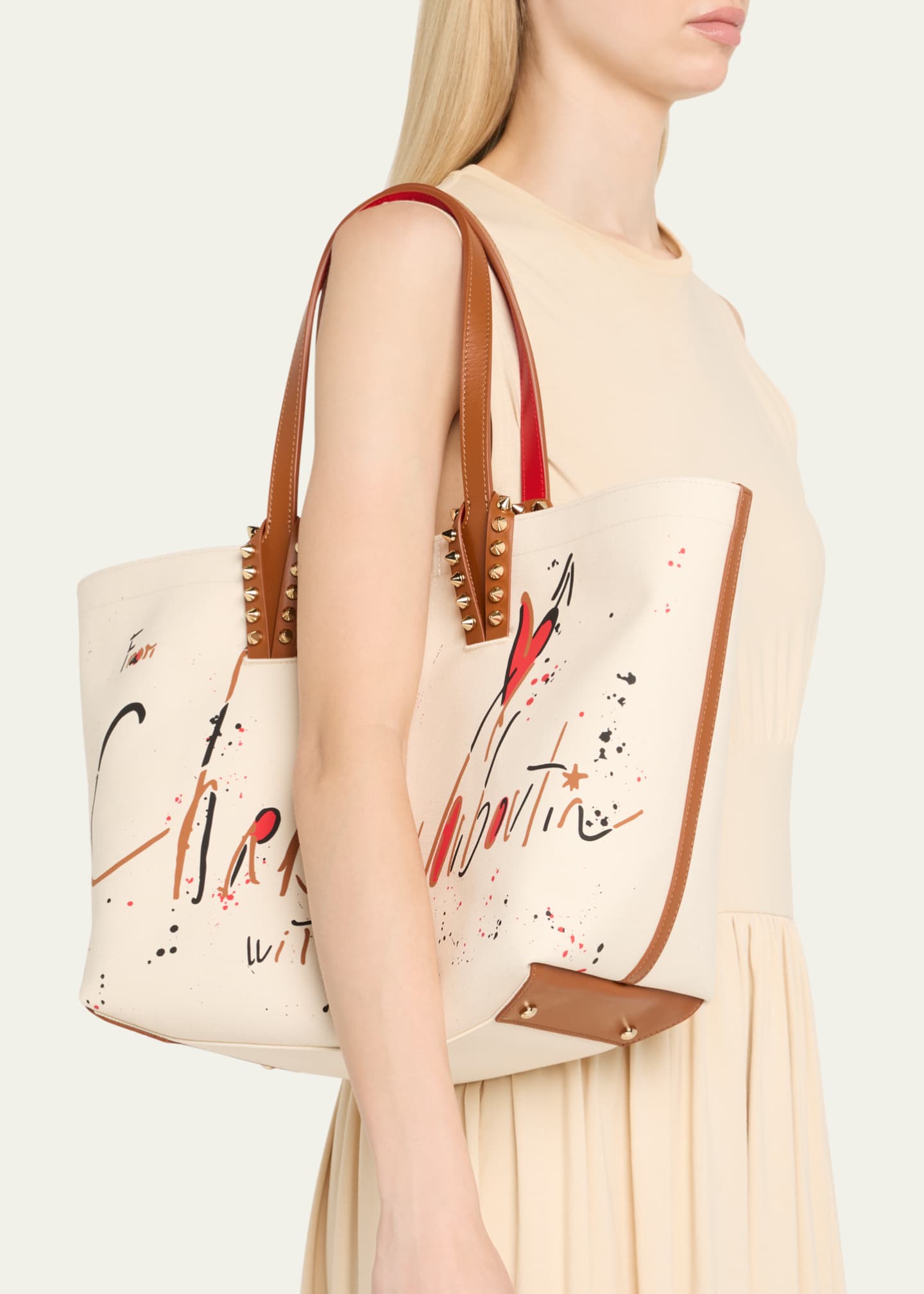 Christian Louboutin Cabata Small Beach Splash Logo Tote Bag Image 2 of 6