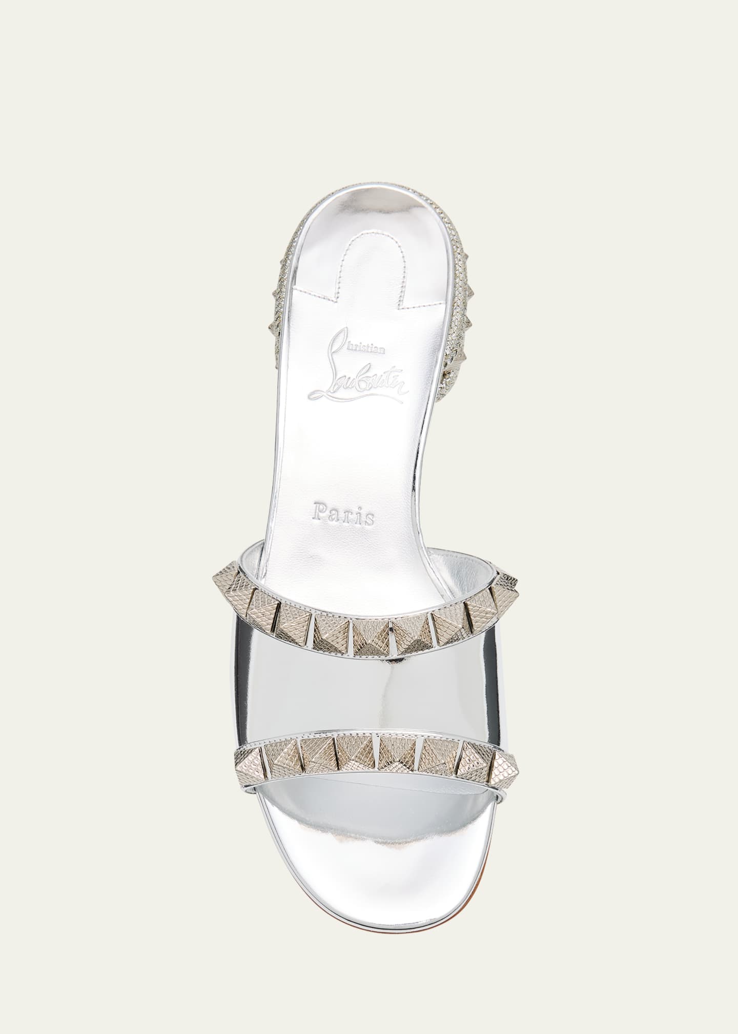 Christian Louboutin Pyramule Metallic Red Sole Slide Sandals Image 6 of 6