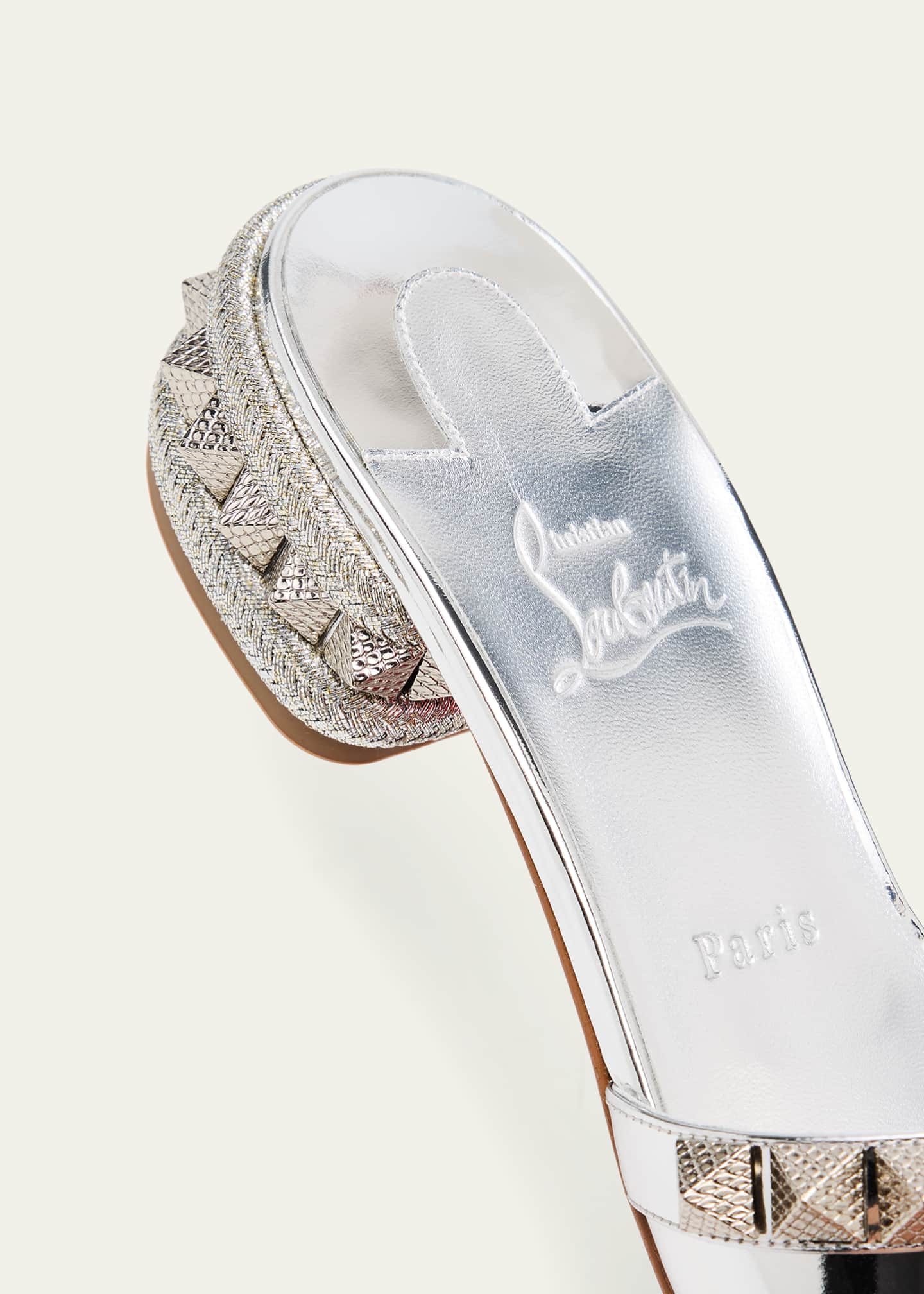 Christian Louboutin Pyramule Metallic Red Sole Slide Sandals Image 5 of 6