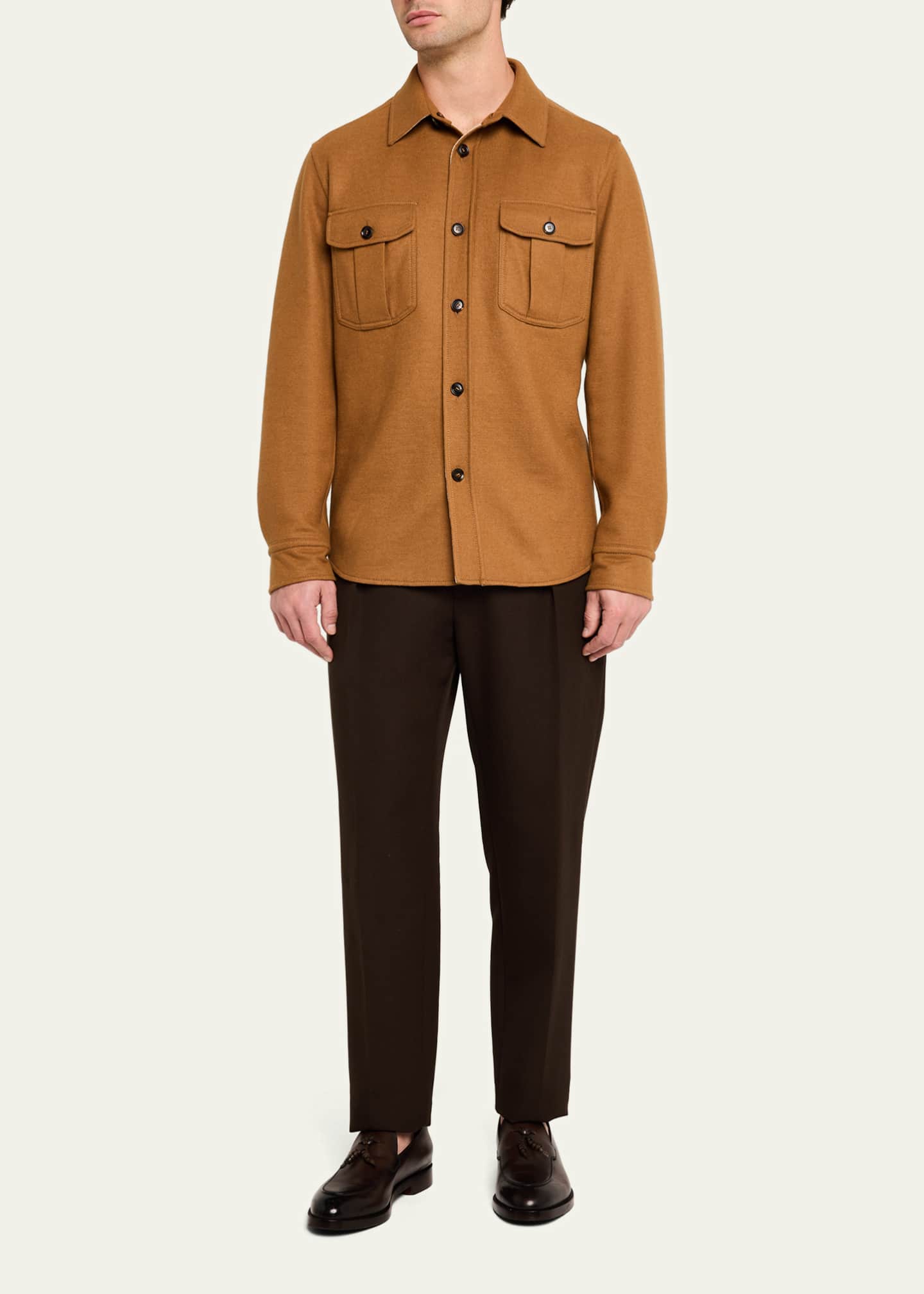 Brioni Men's Wool and Cashmere Double-Face Overshirt Image 2 of 5