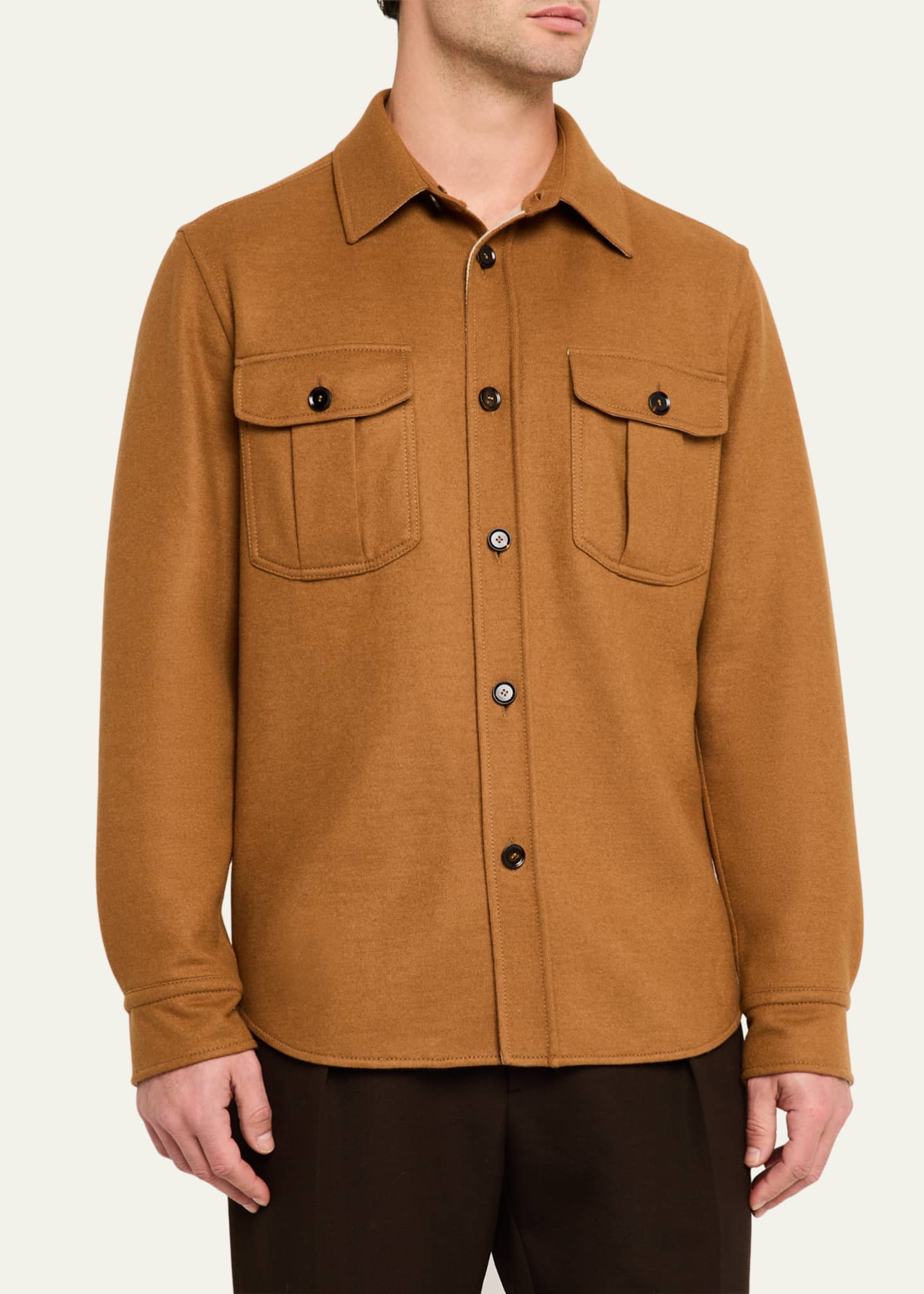 Brioni Men's Wool and Cashmere Double-Face Overshirt Image 4 of 5