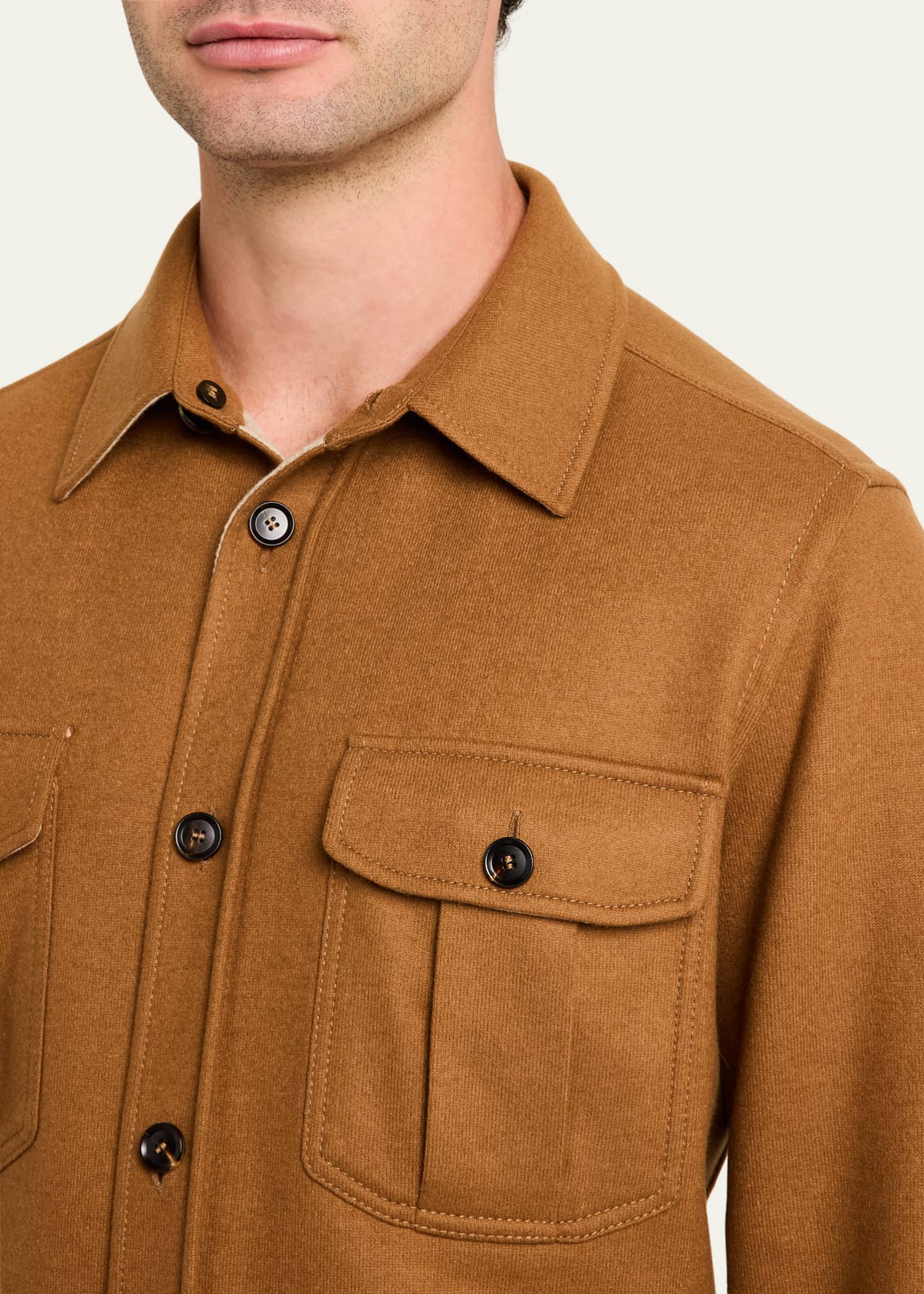 Brioni Men's Wool and Cashmere Double-Face Overshirt Image 5 of 5