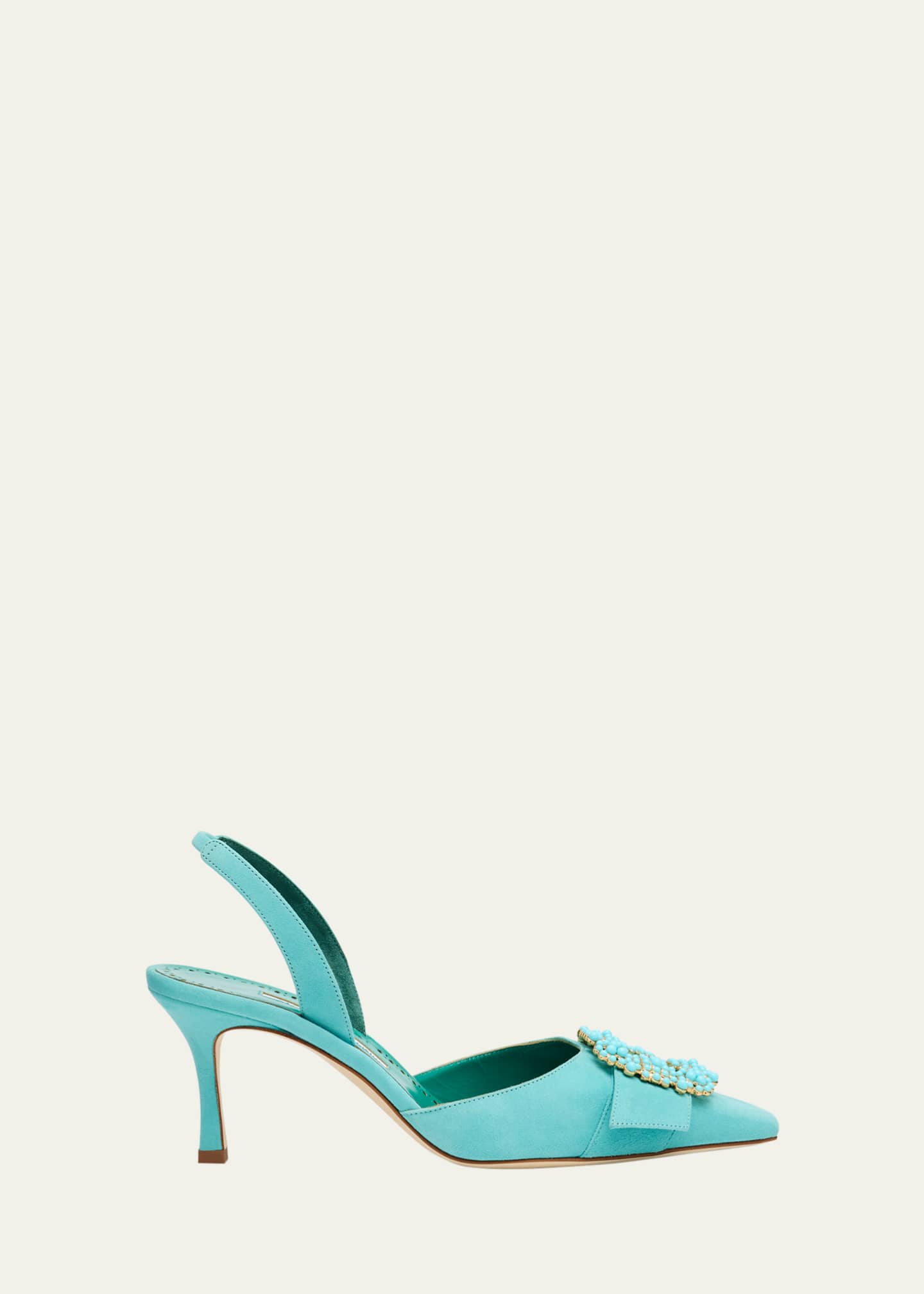 Manolo Blahnik Giblsi Suede Buckle Slingback Pumps Image 1 of 4