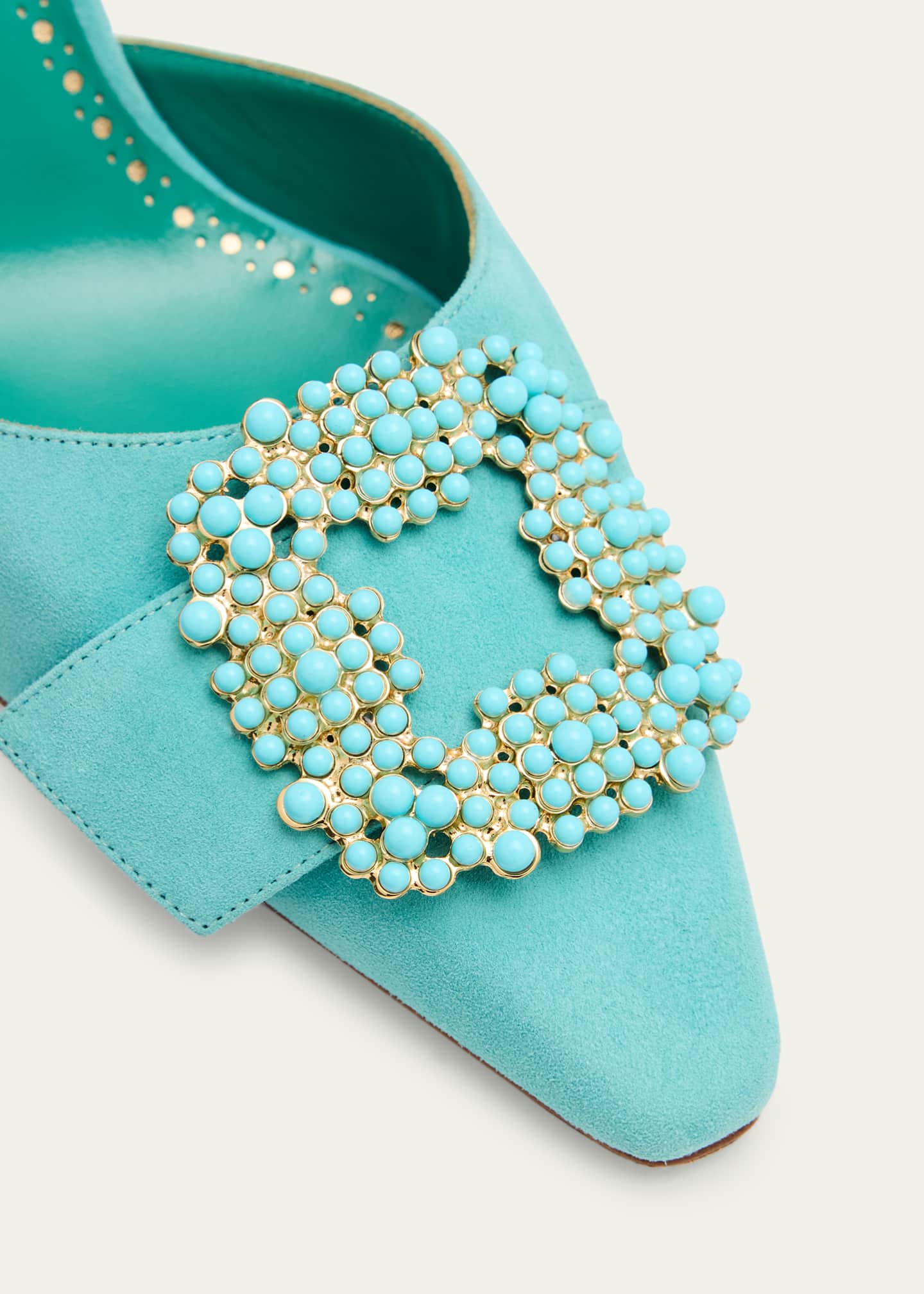 Manolo Blahnik Giblsi Suede Buckle Slingback Pumps Image 3 of 4