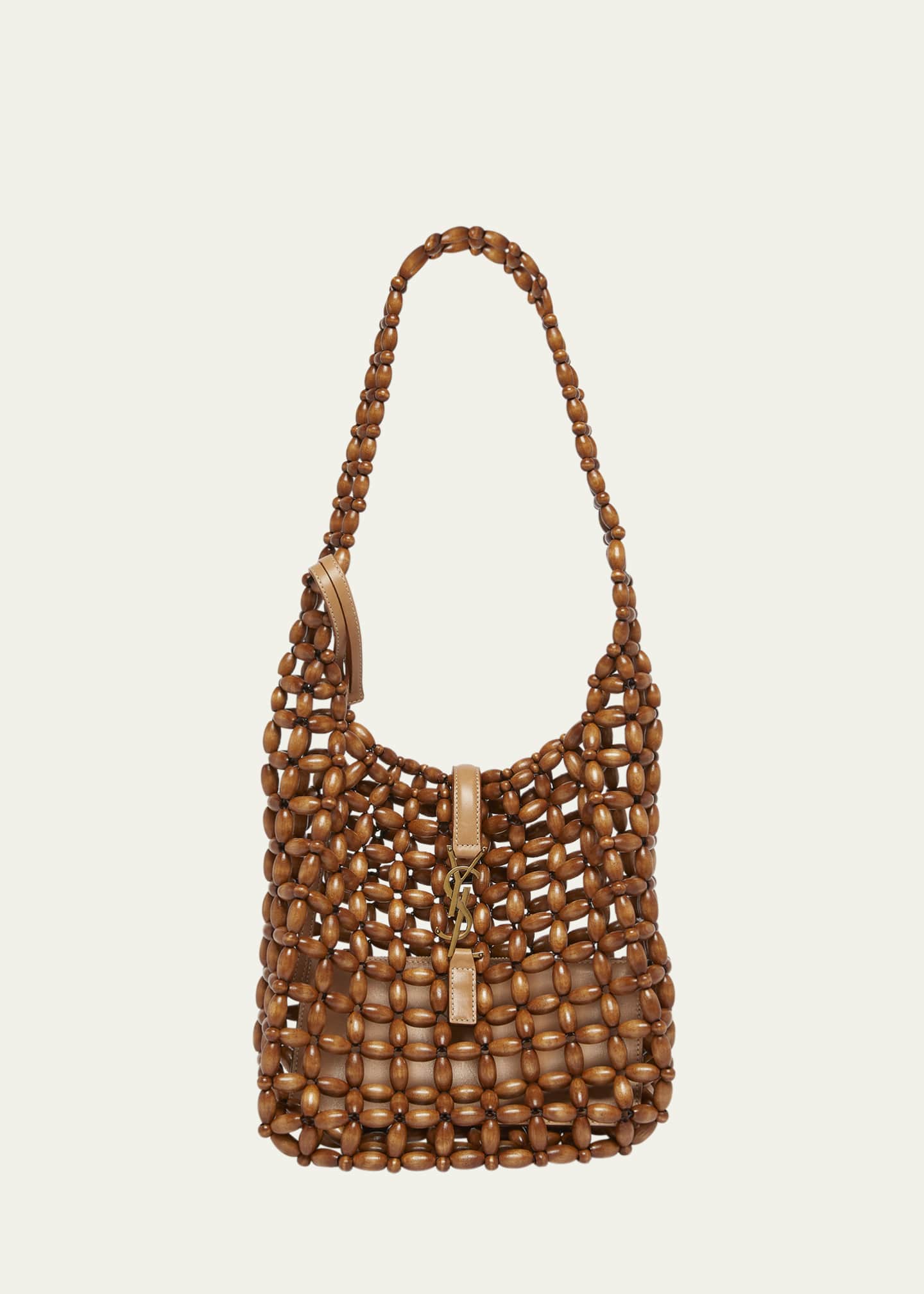 Saint Laurent Le 5 A 7 YSL Beaded Wood Hobo bag Image 1 of 5