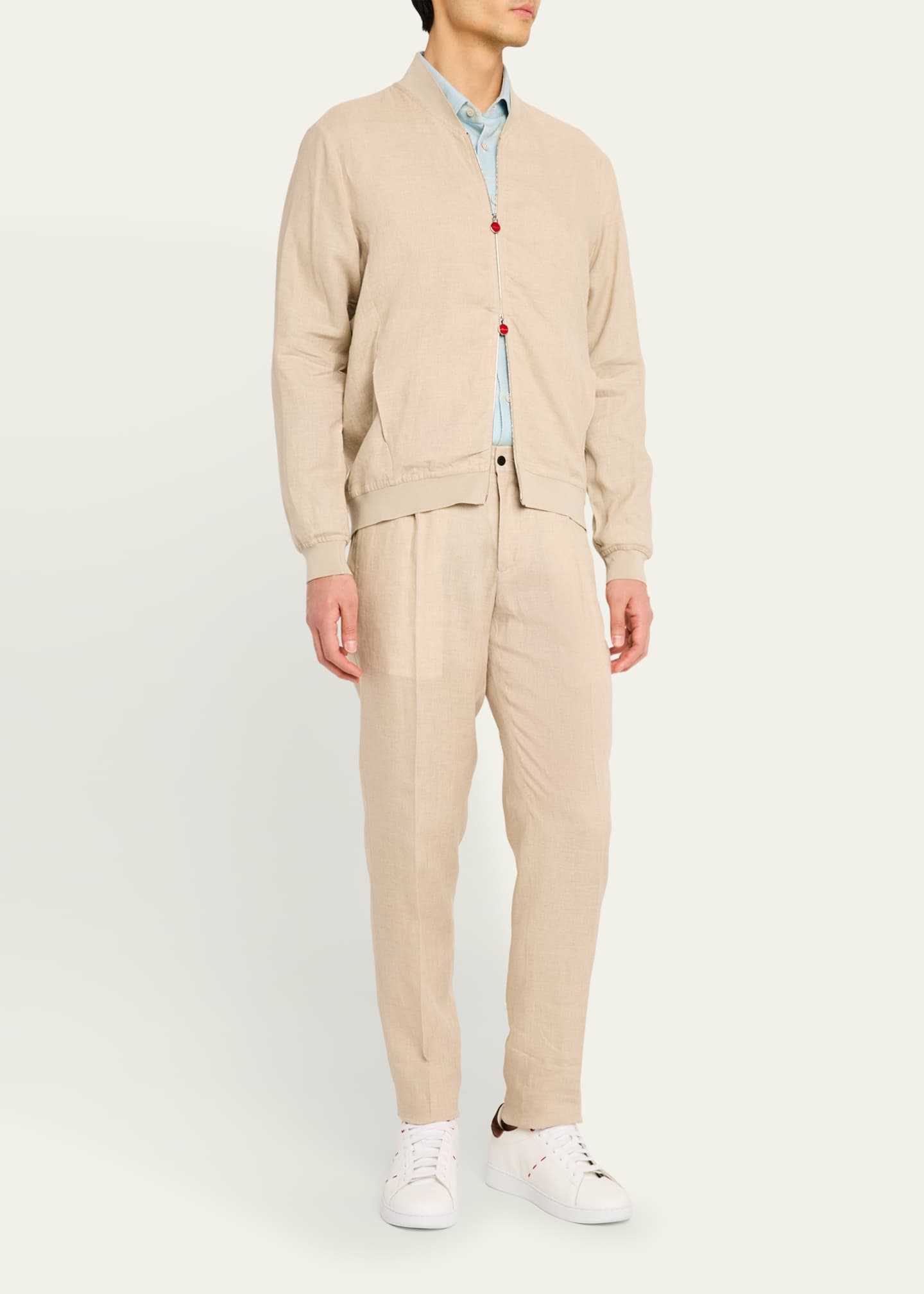 Kiton Men's Sasha Linen Pleated Stretch Pants Image 2 of 5