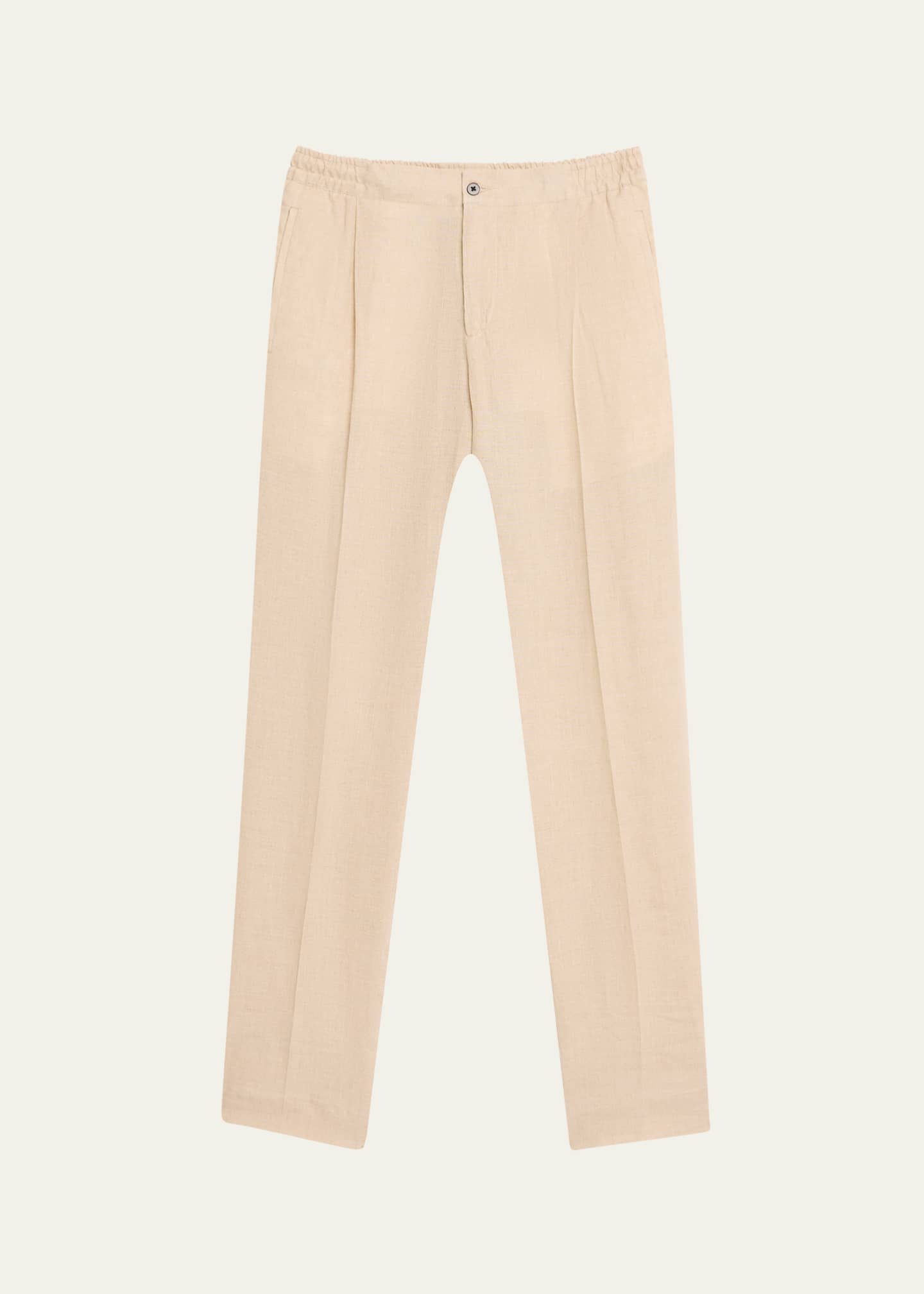 Kiton Men's Sasha Linen Pleated Stretch Pants Image 1 of 5