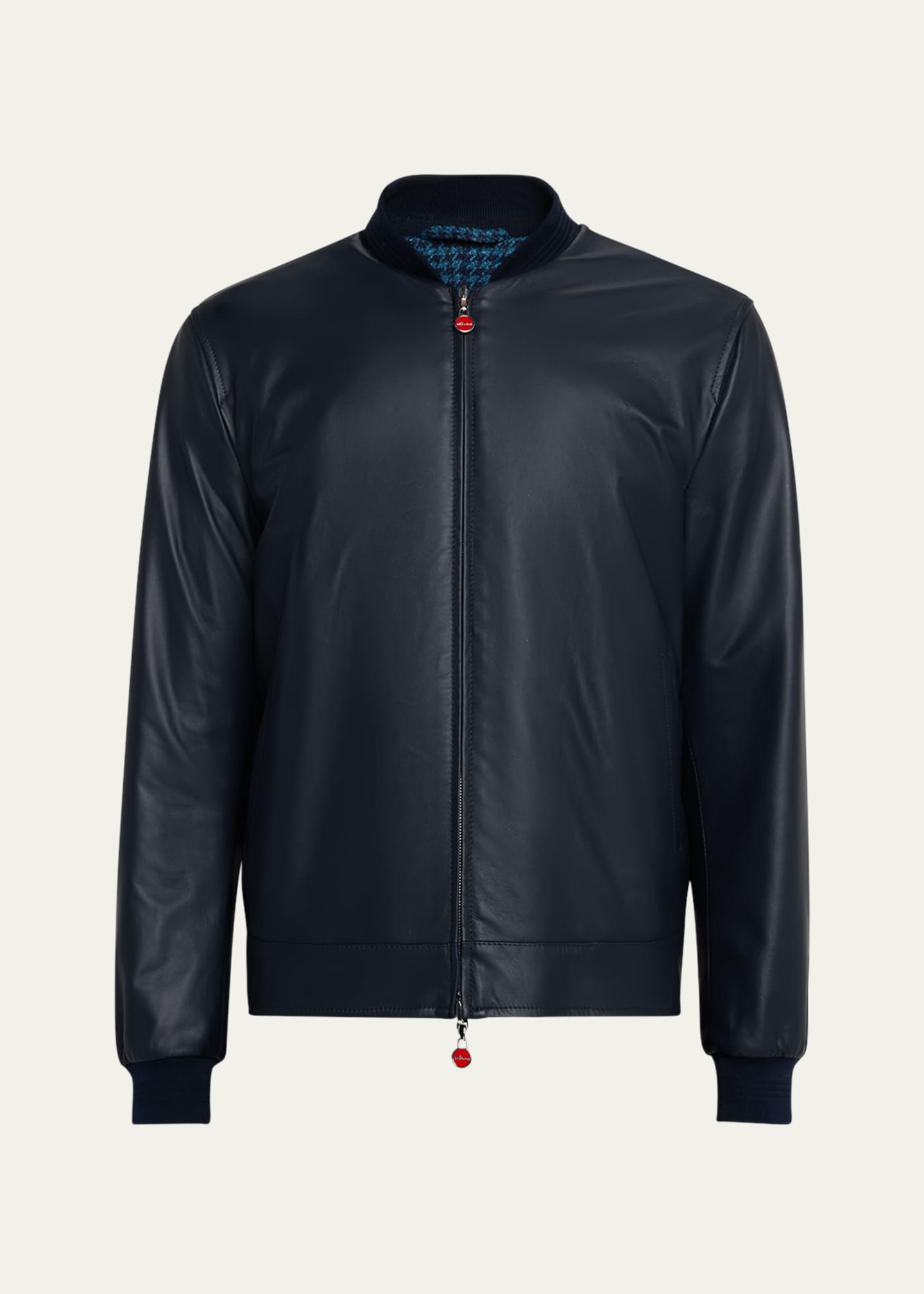 Kiton Men's Leather Full-Zip Bomber Jacket Image 1 of 5