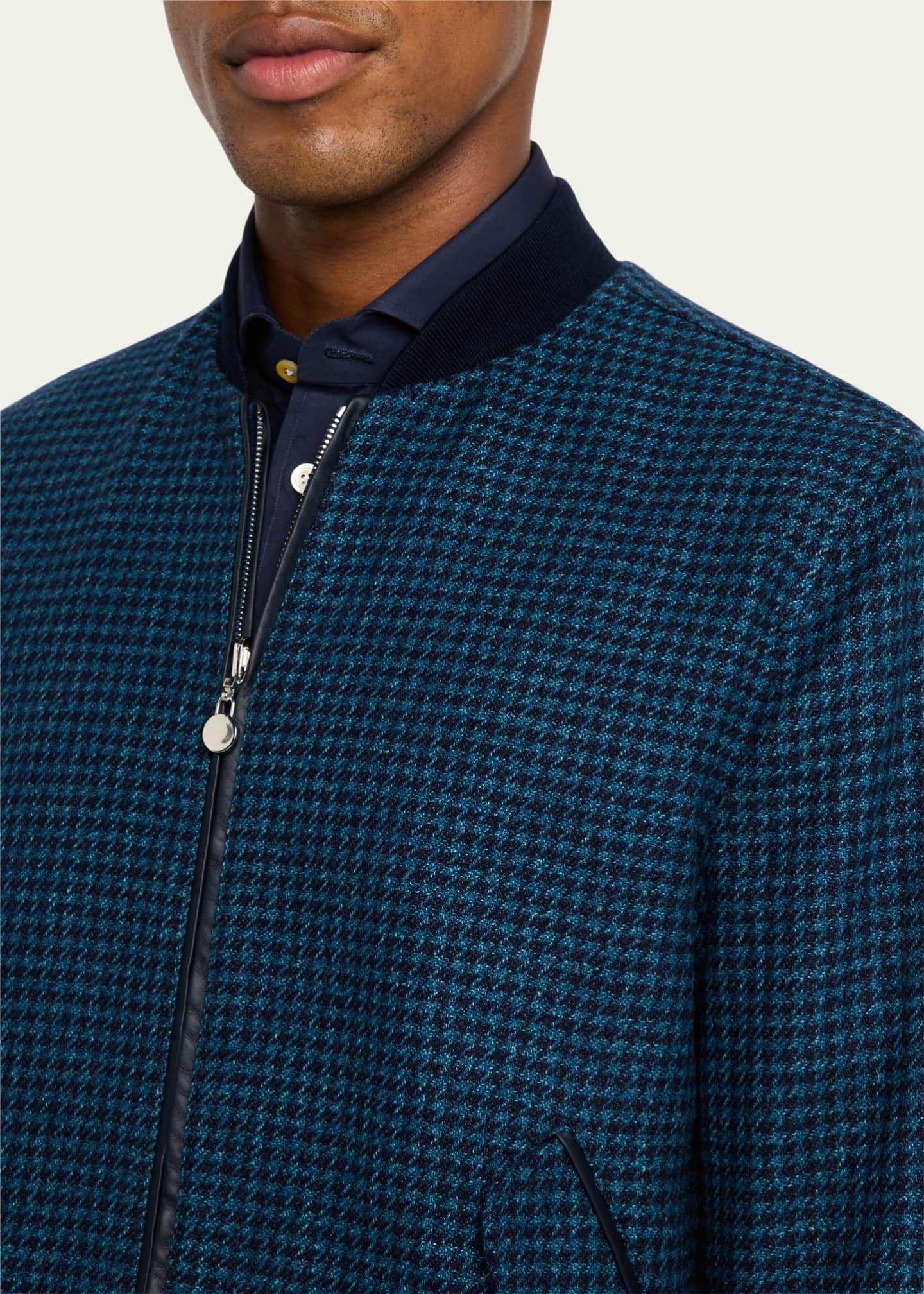 Kiton Men's Leather Full-Zip Bomber Jacket Image 5 of 5