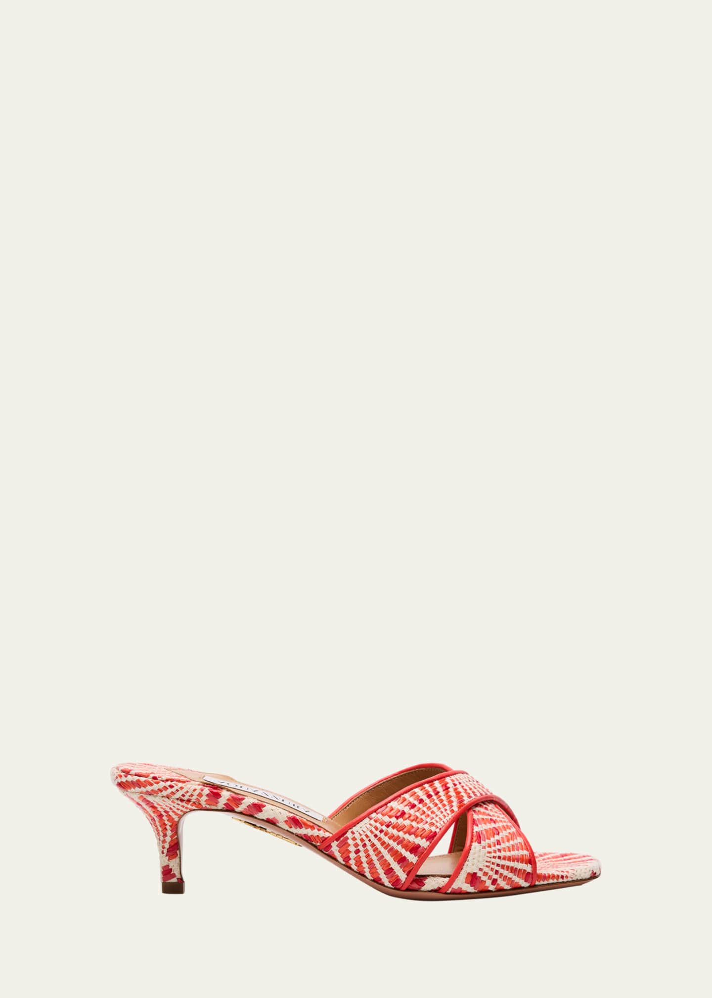 Aquazzura Divine Raffia Summer Kitten Sandals Image 1 of 4