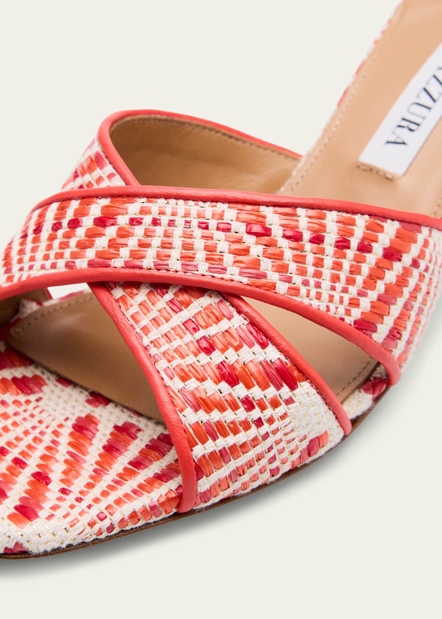 Aquazzura Divine Raffia Summer Kitten Sandals Image 3 of 4