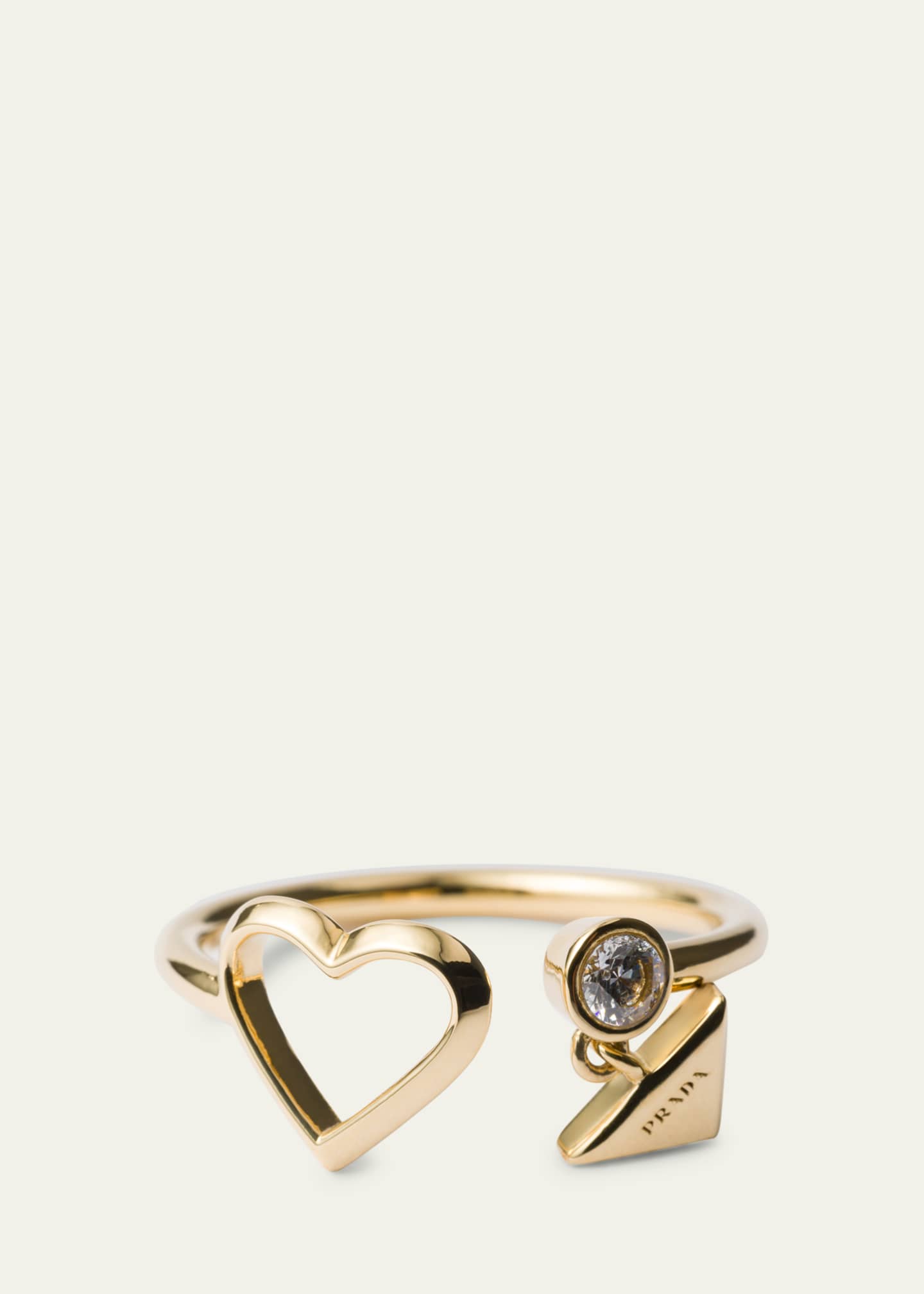Prada Heart Crystal Brass Ring Image 2 of 2