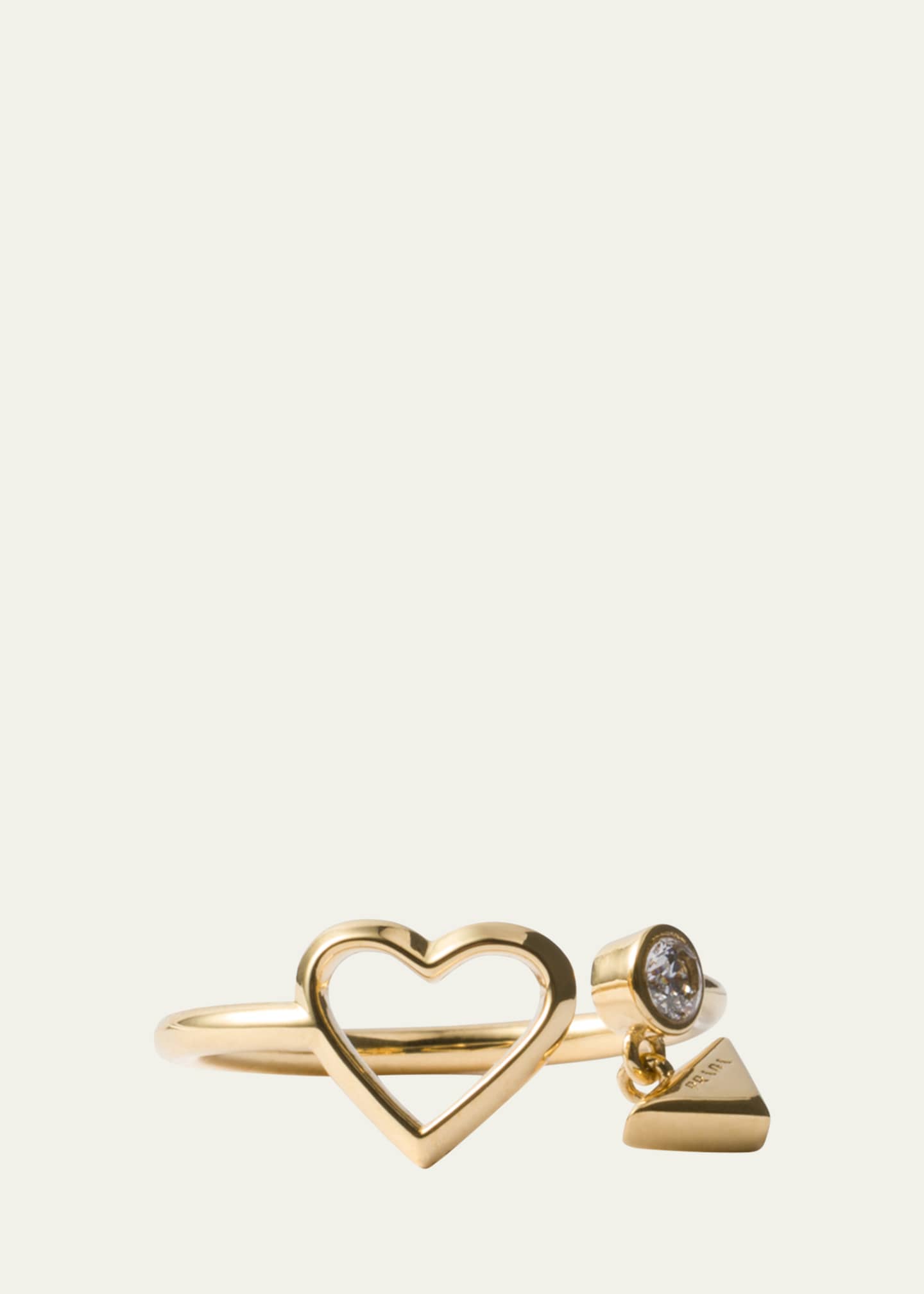 Prada Heart Crystal Brass Ring Image 1 of 2
