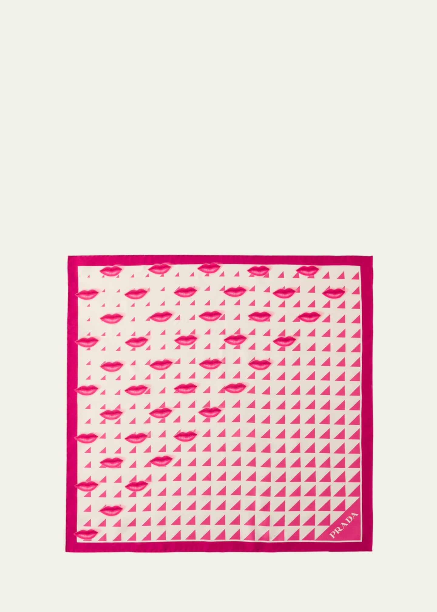 Prada Triangle Symbole and Mouth Degrade Print Silk Scarf Image 1 of 2