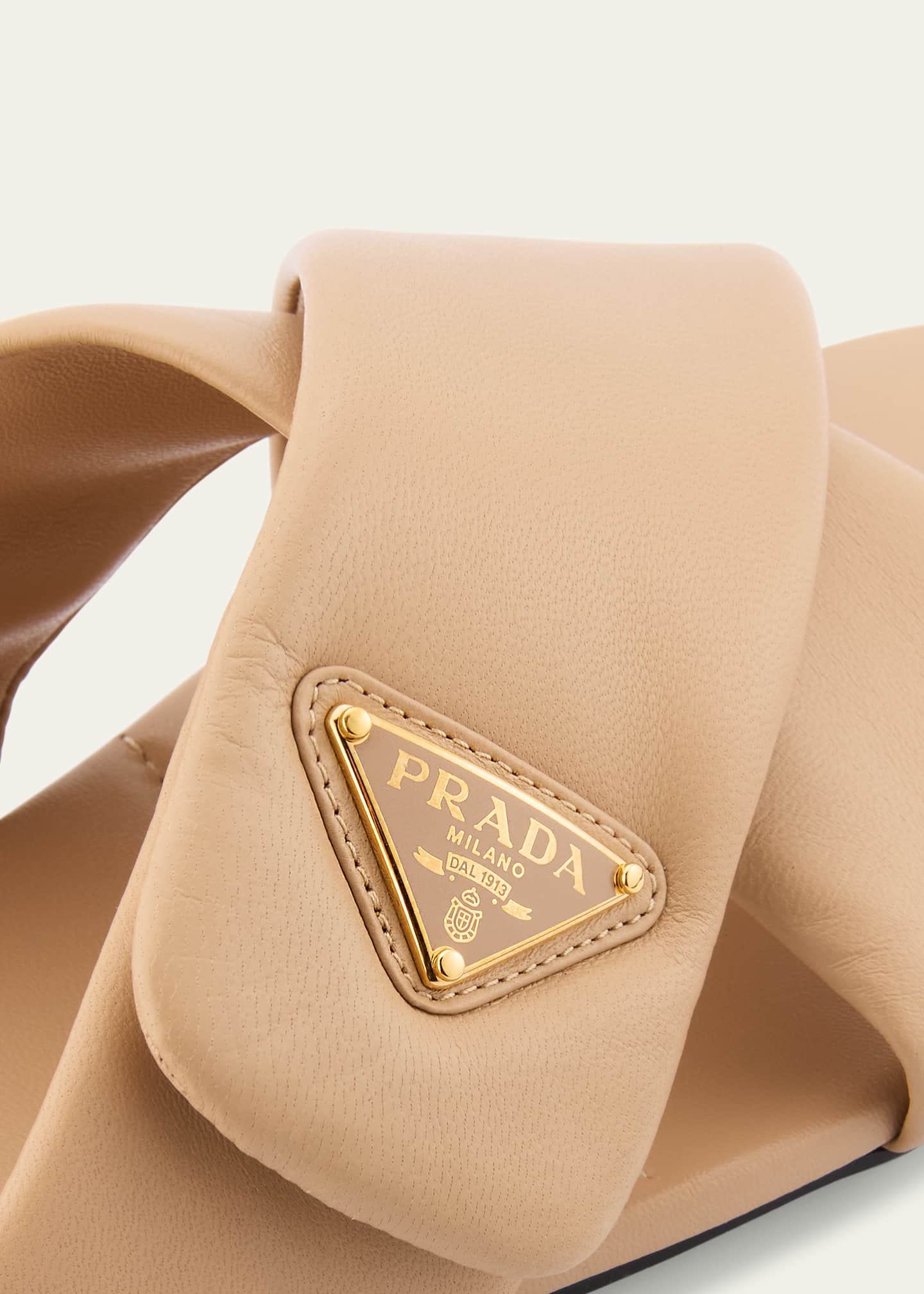 Prada Padded Leather Crisscross Flat Sandals Image 5 of 6