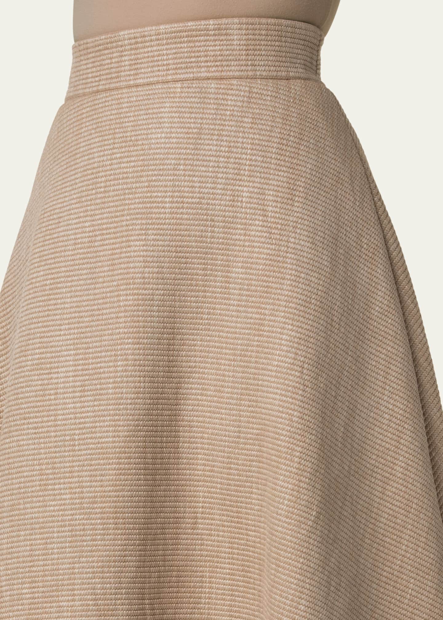 Akris Flared Raffia Leather Trim Midi Skirt Image 5 of 5