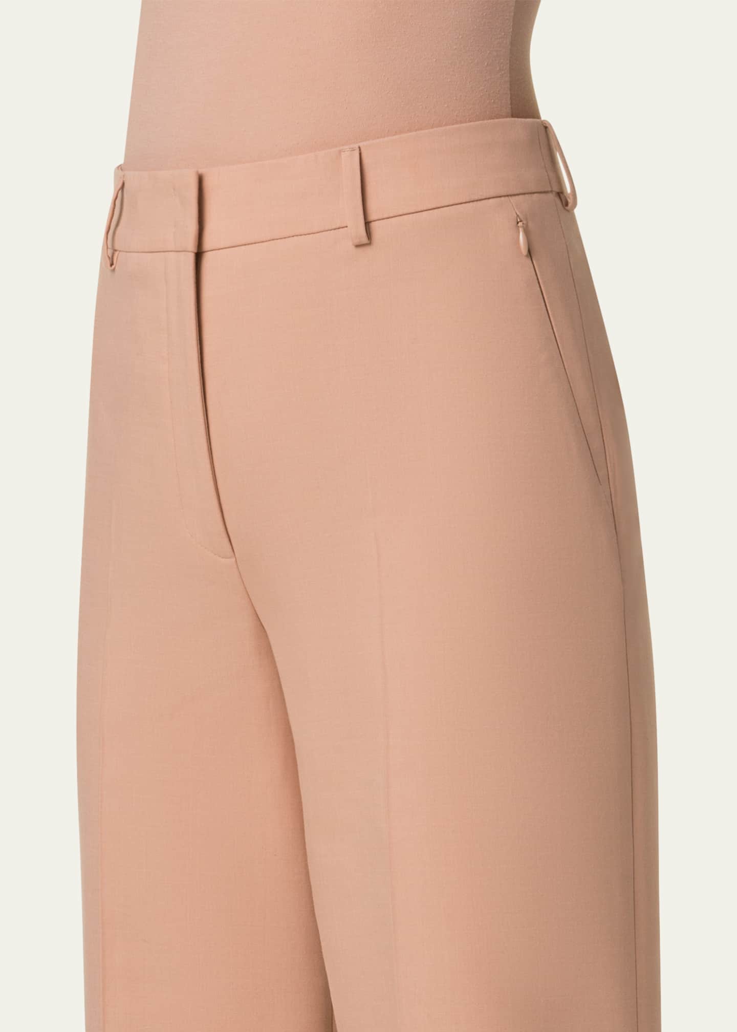 Akris Fior Wool Crepe Double-Face Wide Leg Pants Image 5 of 5