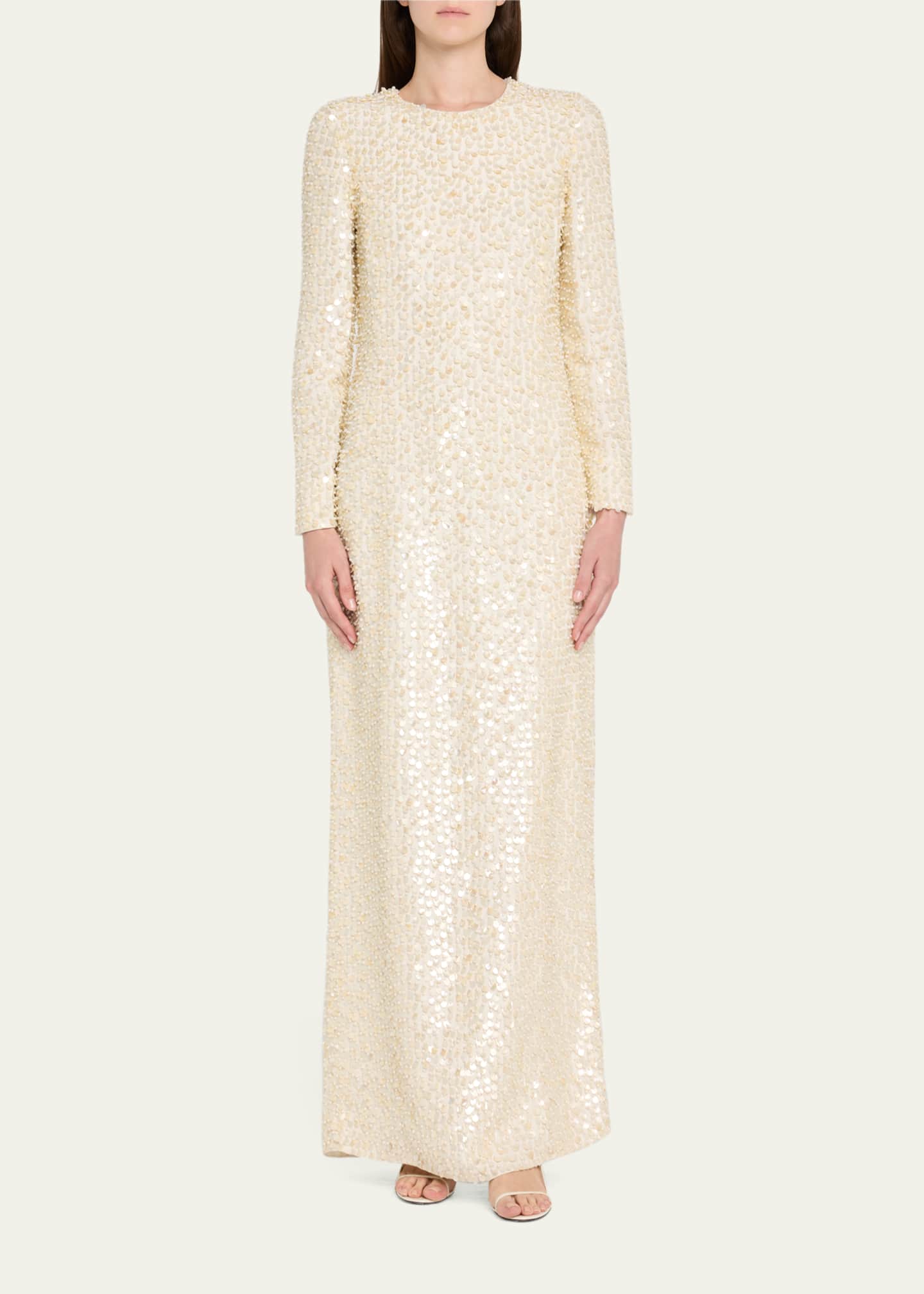 Adam Lippes Jamis Pearl Long Sleeve Gown Image 2 of 5