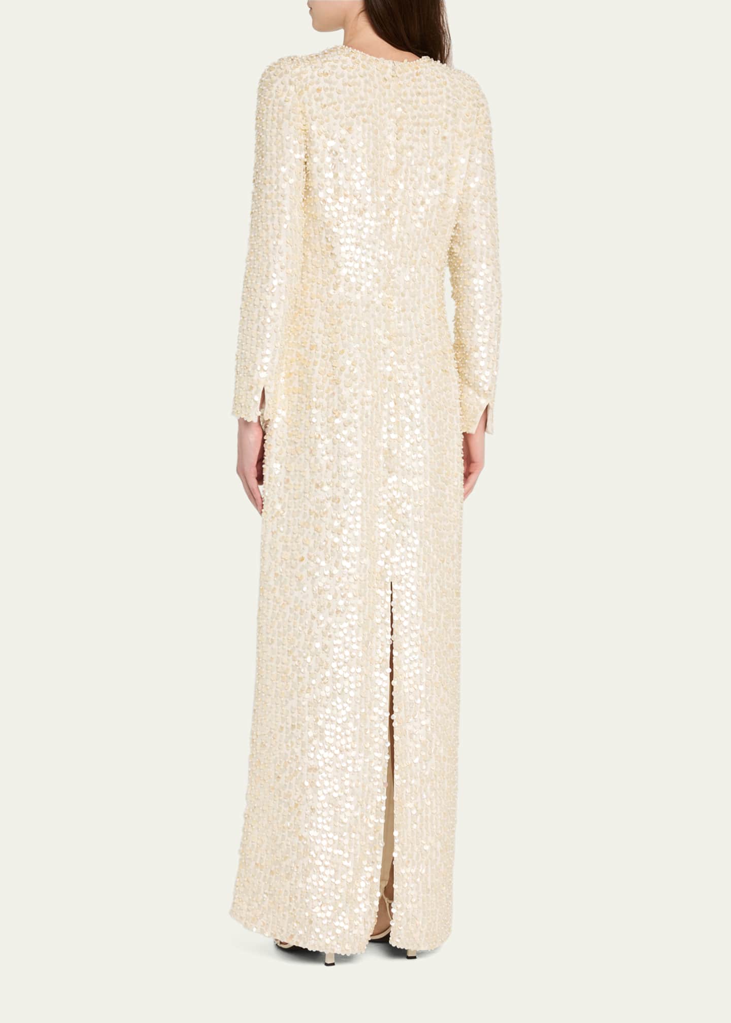 Adam Lippes Jamis Pearl Long Sleeve Gown Image 3 of 5