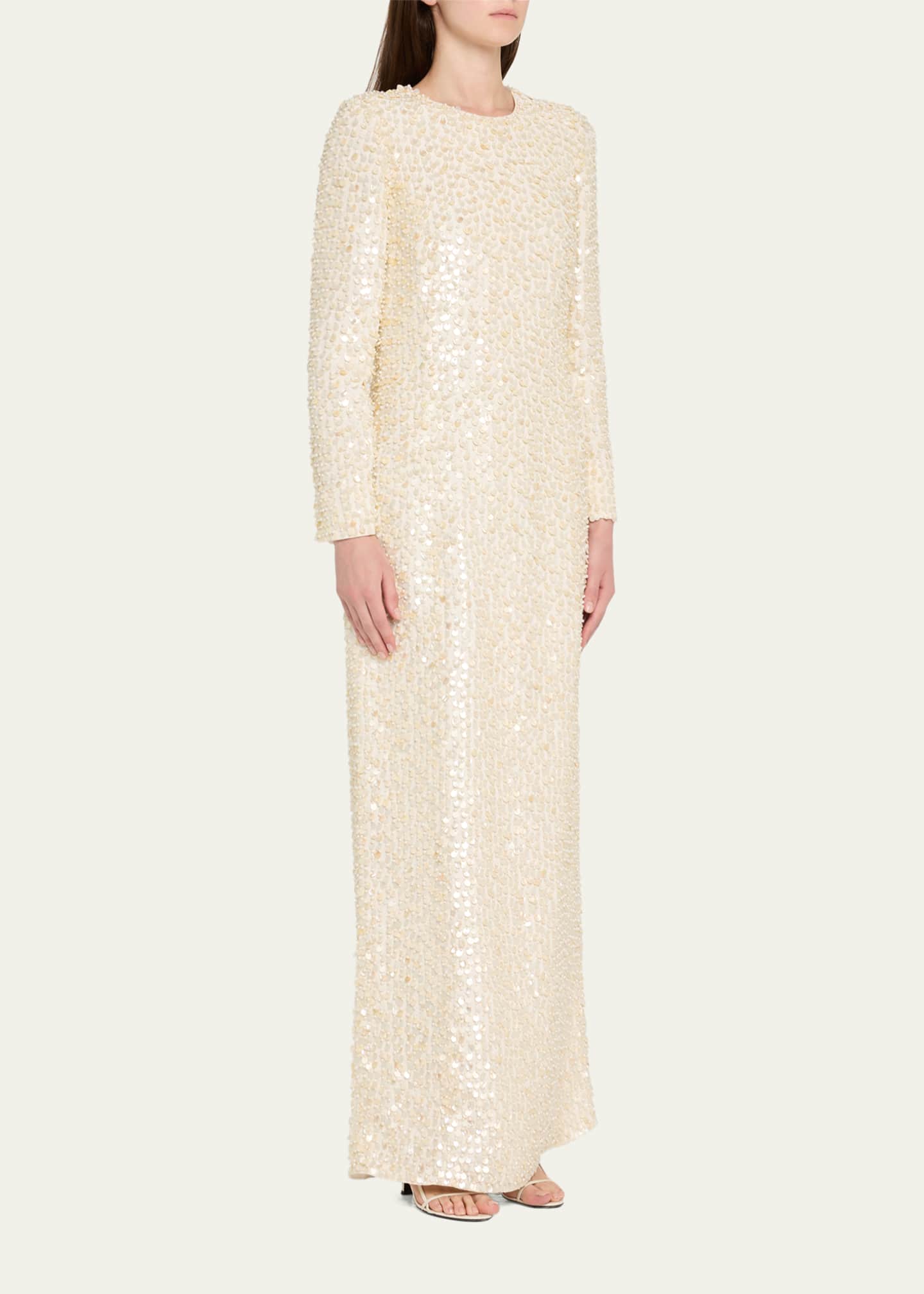Adam Lippes Jamis Pearl Long Sleeve Gown Image 4 of 5