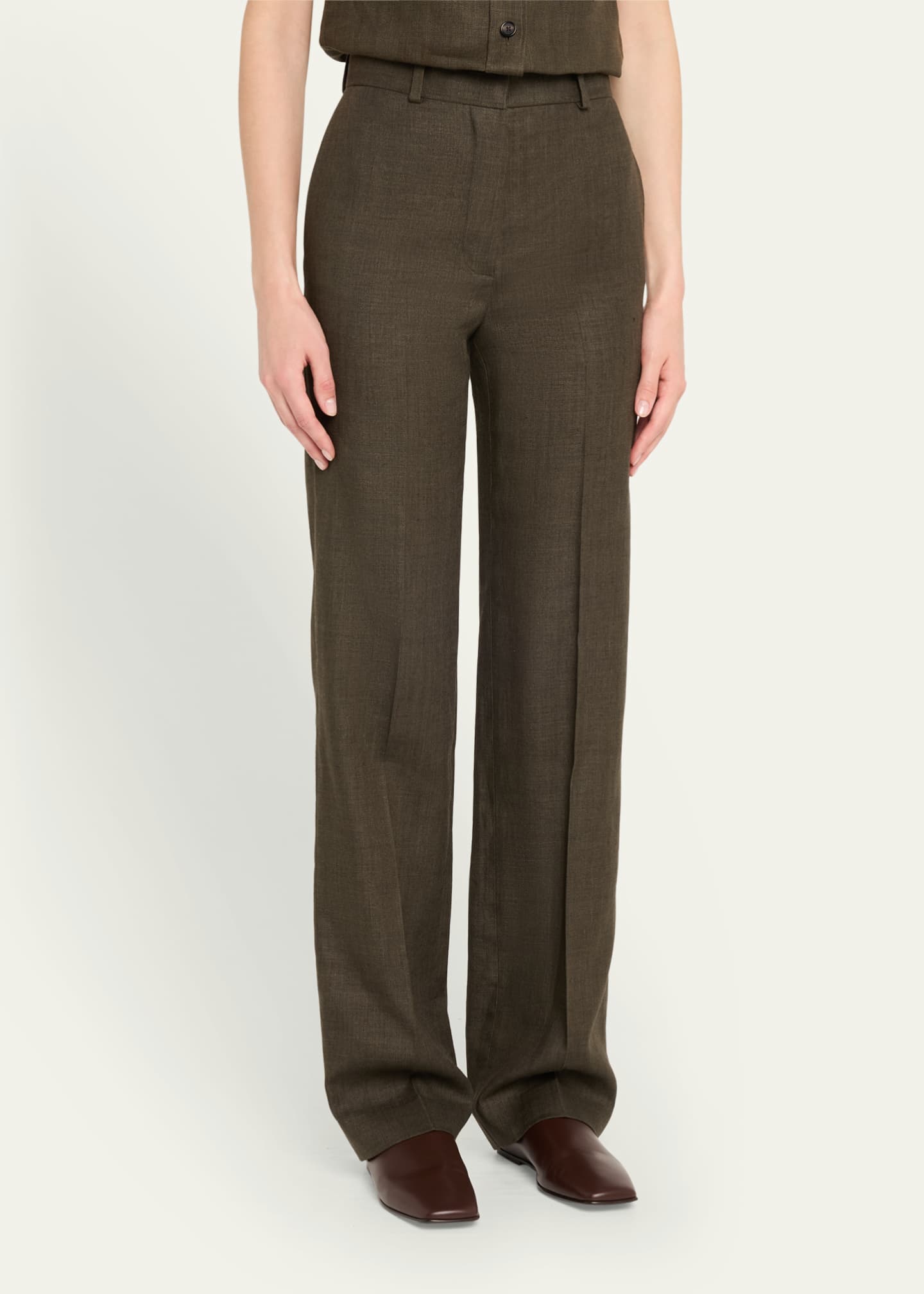Loro Piana Goldie Structured Linen Wool Trousers Image 4 of 5