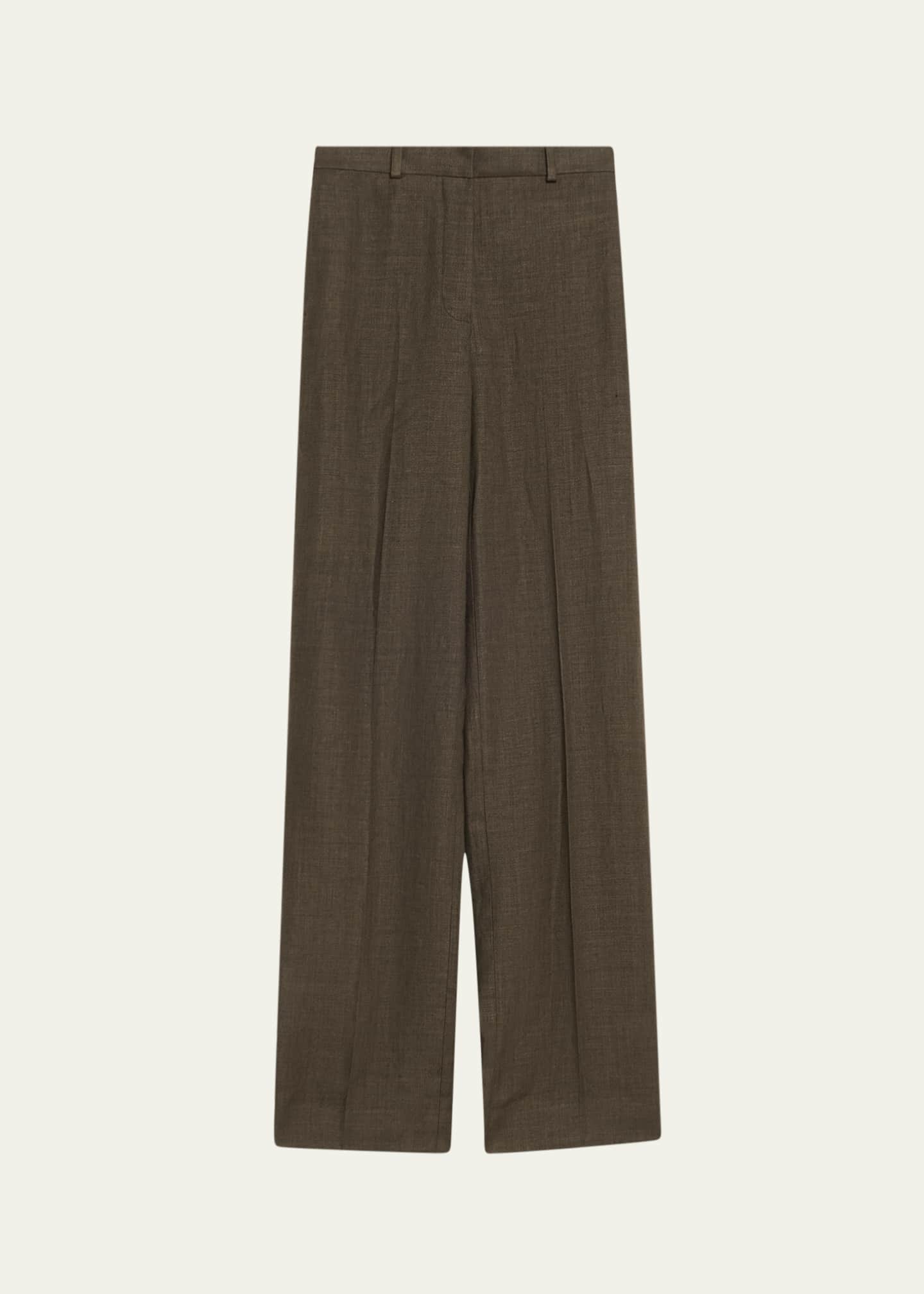 Loro Piana Goldie Structured Linen Wool Trousers Image 1 of 5