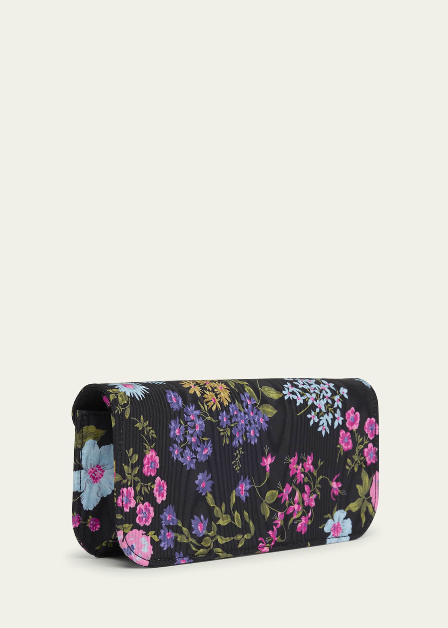 Valentino Garavani Loco VLOGO Moire Floral Satin Clutch Bag Image 3 of 5