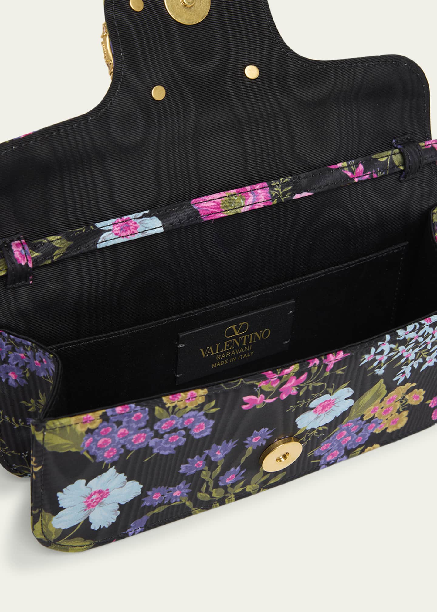 Valentino Garavani Loco VLOGO Moire Floral Satin Clutch Bag Image 4 of 5
