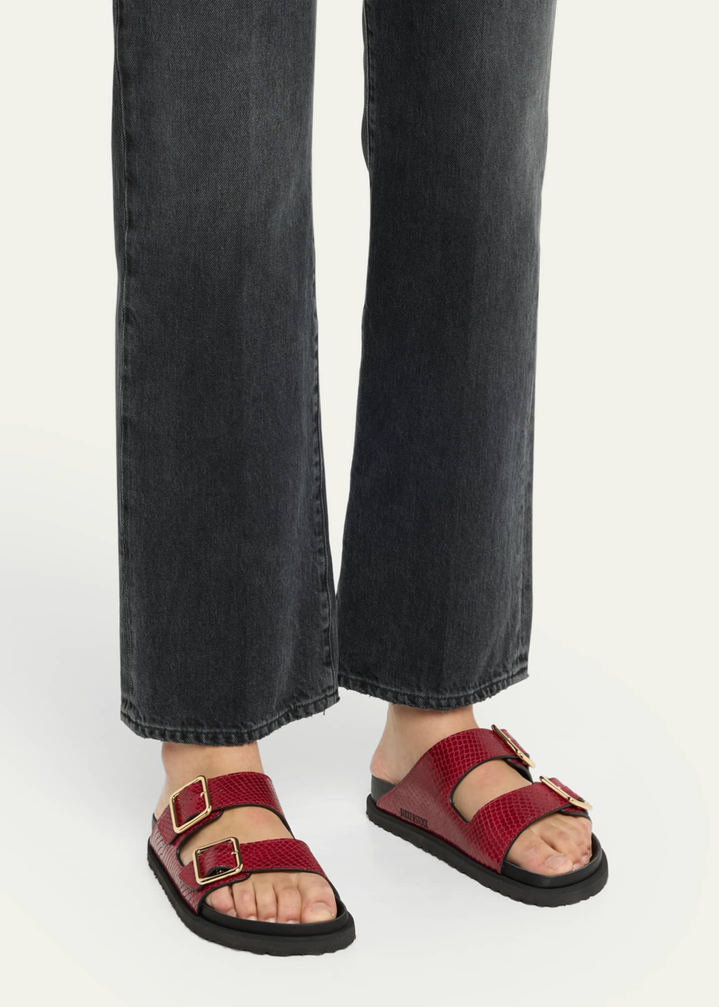 1774 Birkenstock Arizona Snake-Embossed Dual-Buckle Slide Sandals Image 2 of 5