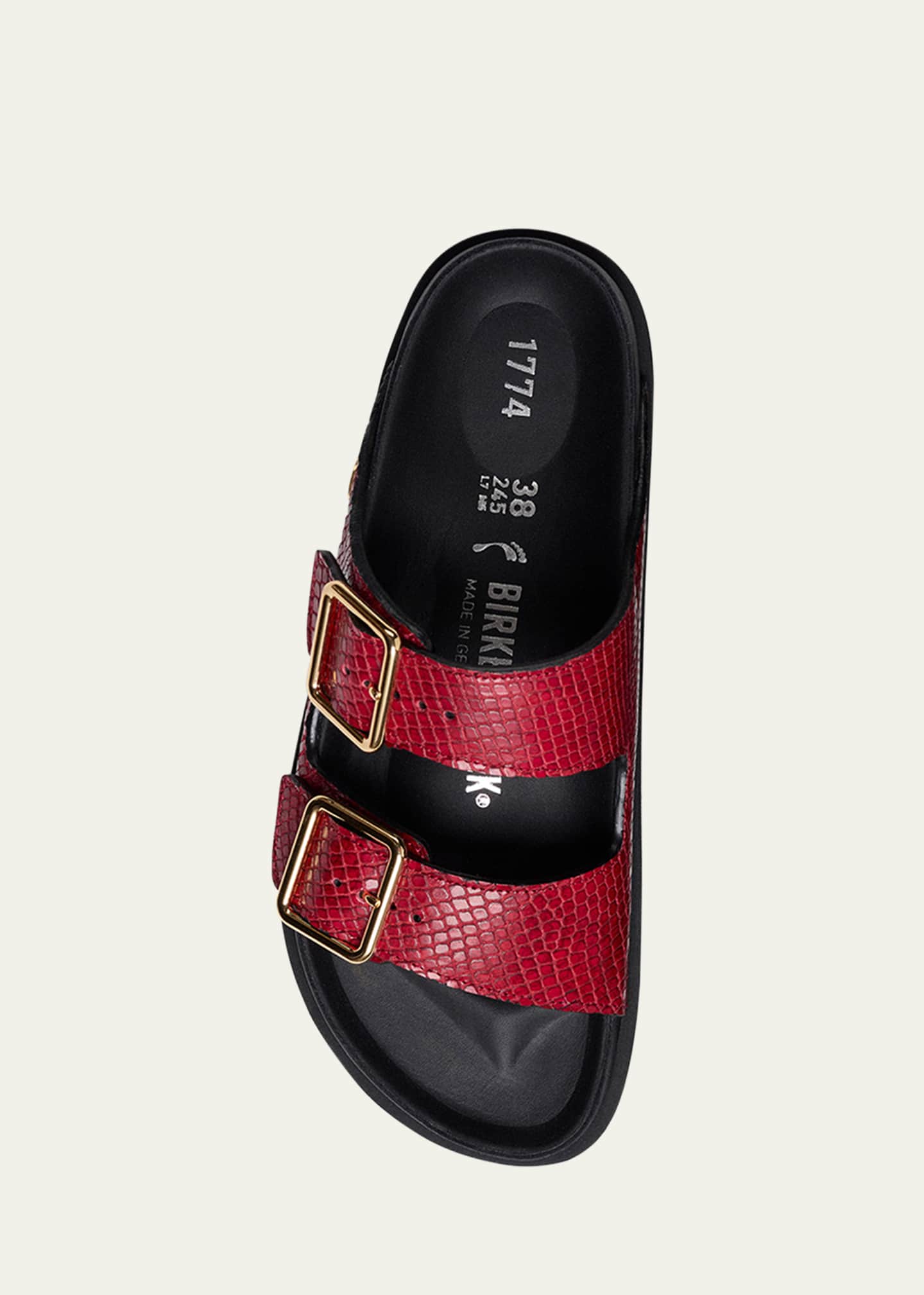 1774 Birkenstock Arizona Snake-Embossed Dual-Buckle Slide Sandals Image 5 of 5