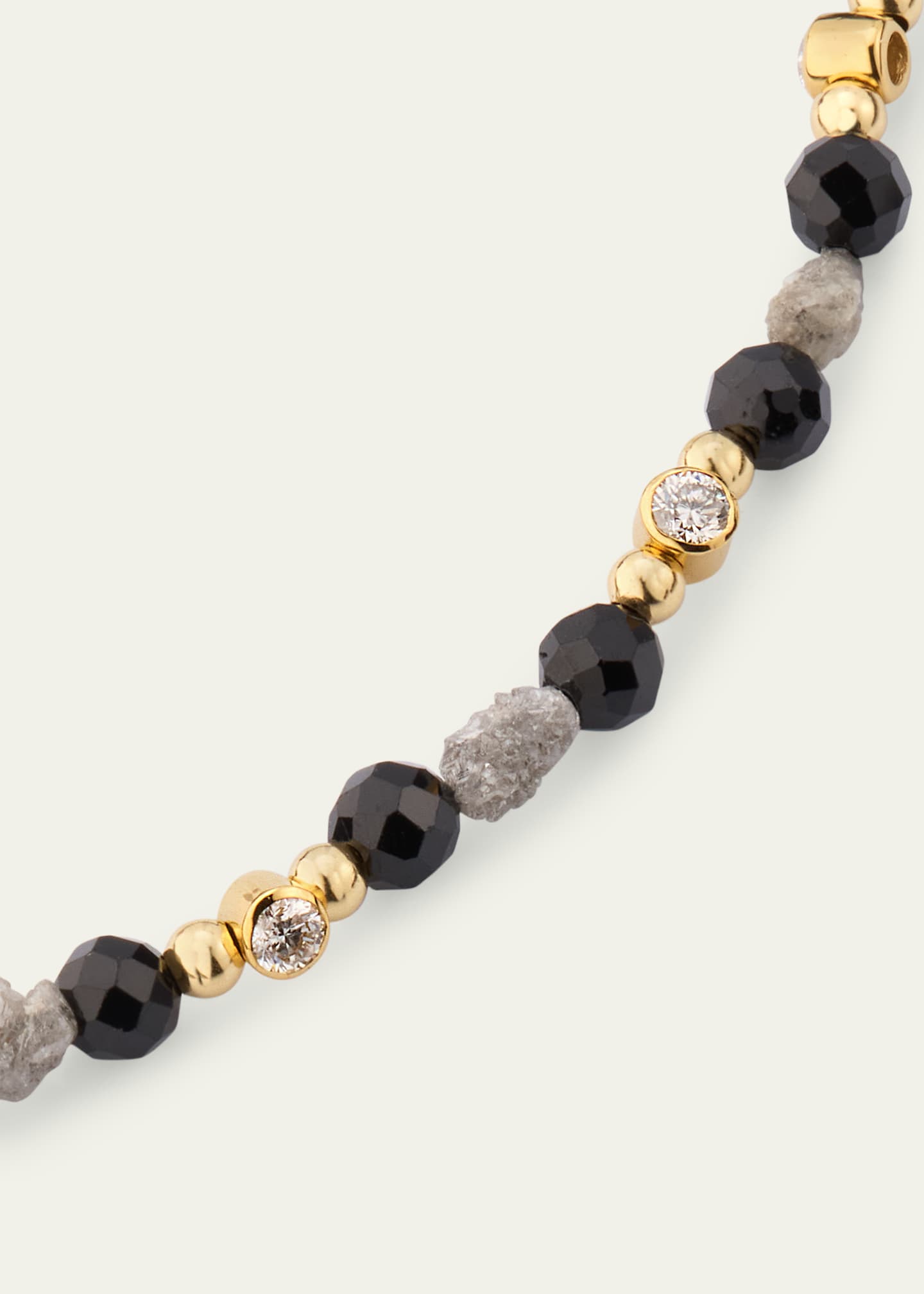 Jan Leslie Men's Black Spinel and Raw Diamond Beaded Pull-Cord Bracelet Image 3 of 4