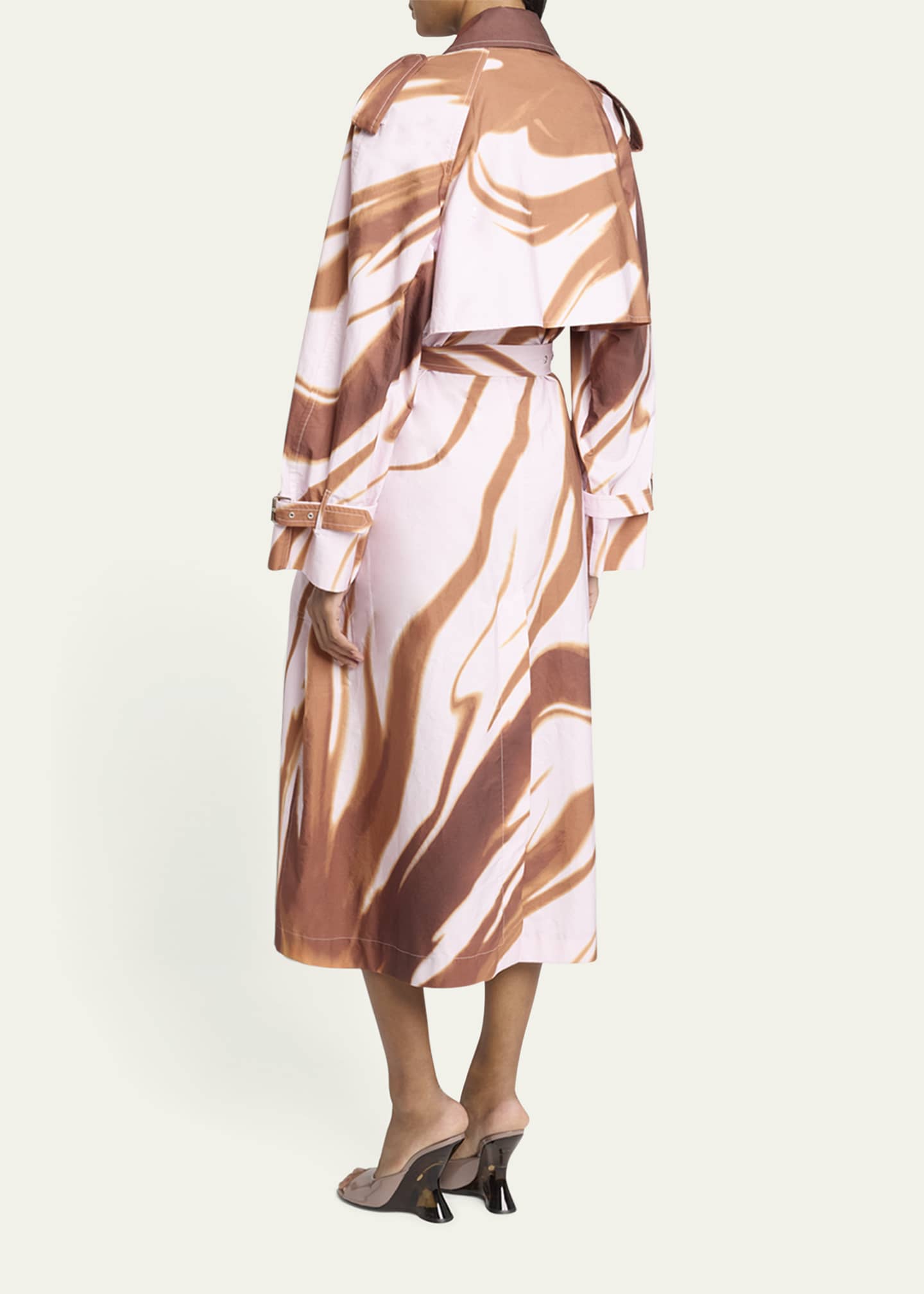 Dries Van Noten Risto Abstract-Print Belted Trench Coat Image 3 of 5
