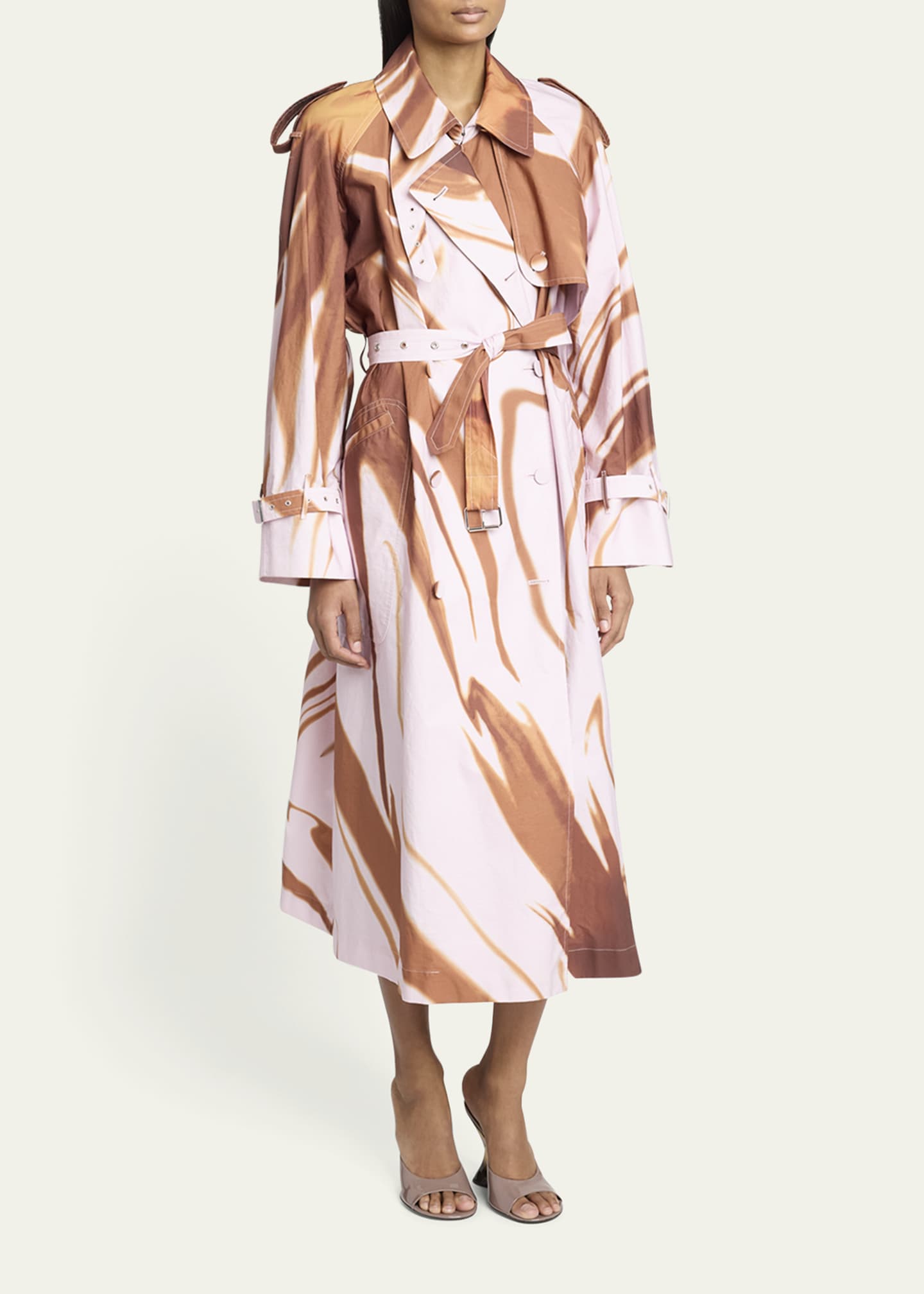 Dries Van Noten Risto Abstract-Print Belted Trench Coat Image 4 of 5