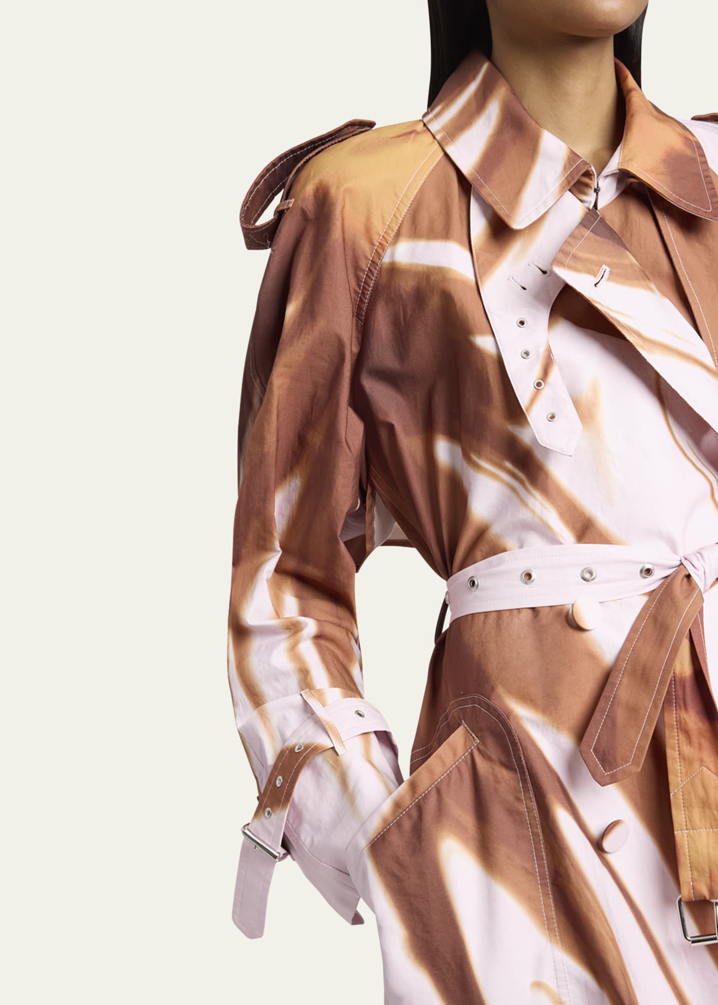 Dries Van Noten Risto Abstract-Print Belted Trench Coat Image 5 of 5