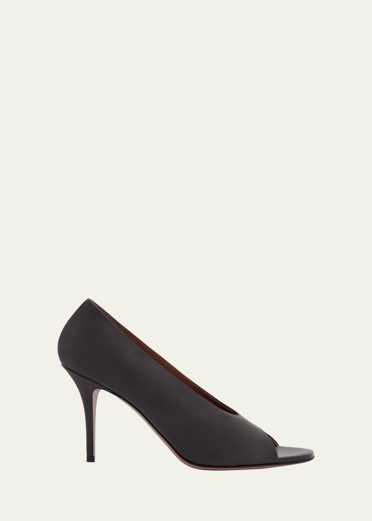 Amina Muaddi Julianne Peep-Toe Leather Pumps