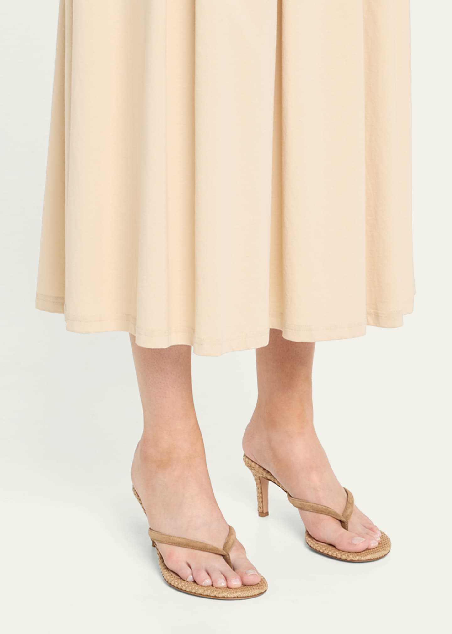 Gianvito Rossi Suede Raffia Heeled Thong Sandals Image 2 of 6