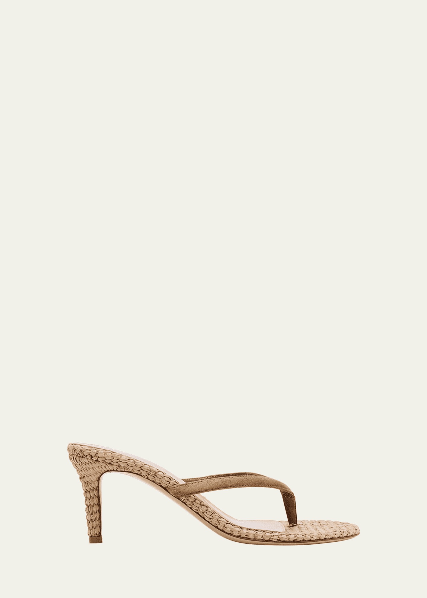 Gianvito Rossi Suede Raffia Heeled Thong Sandals Image 1 of 6