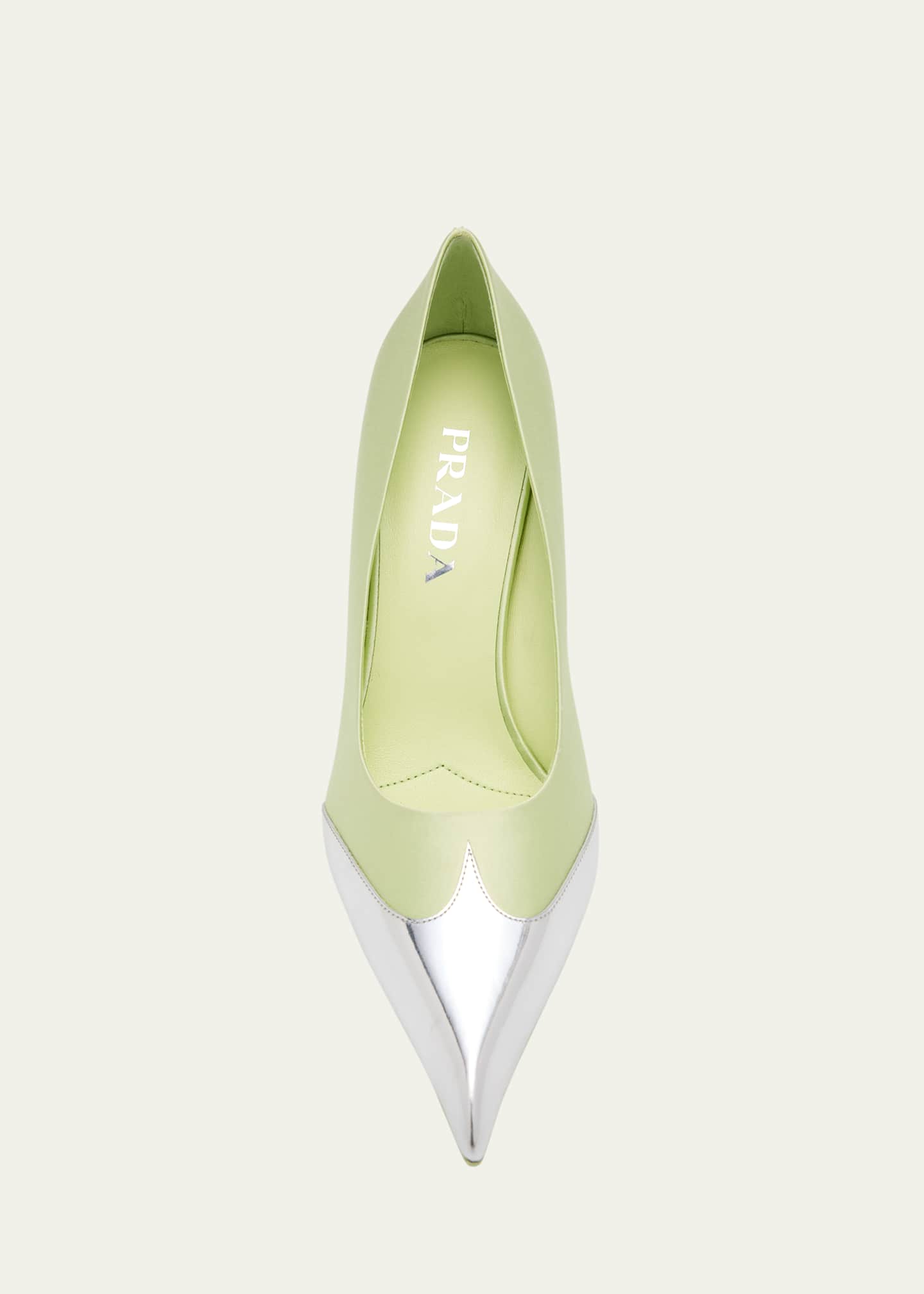Prada Satin Metallic Leather Cap Toe Pumps Image 4 of 4