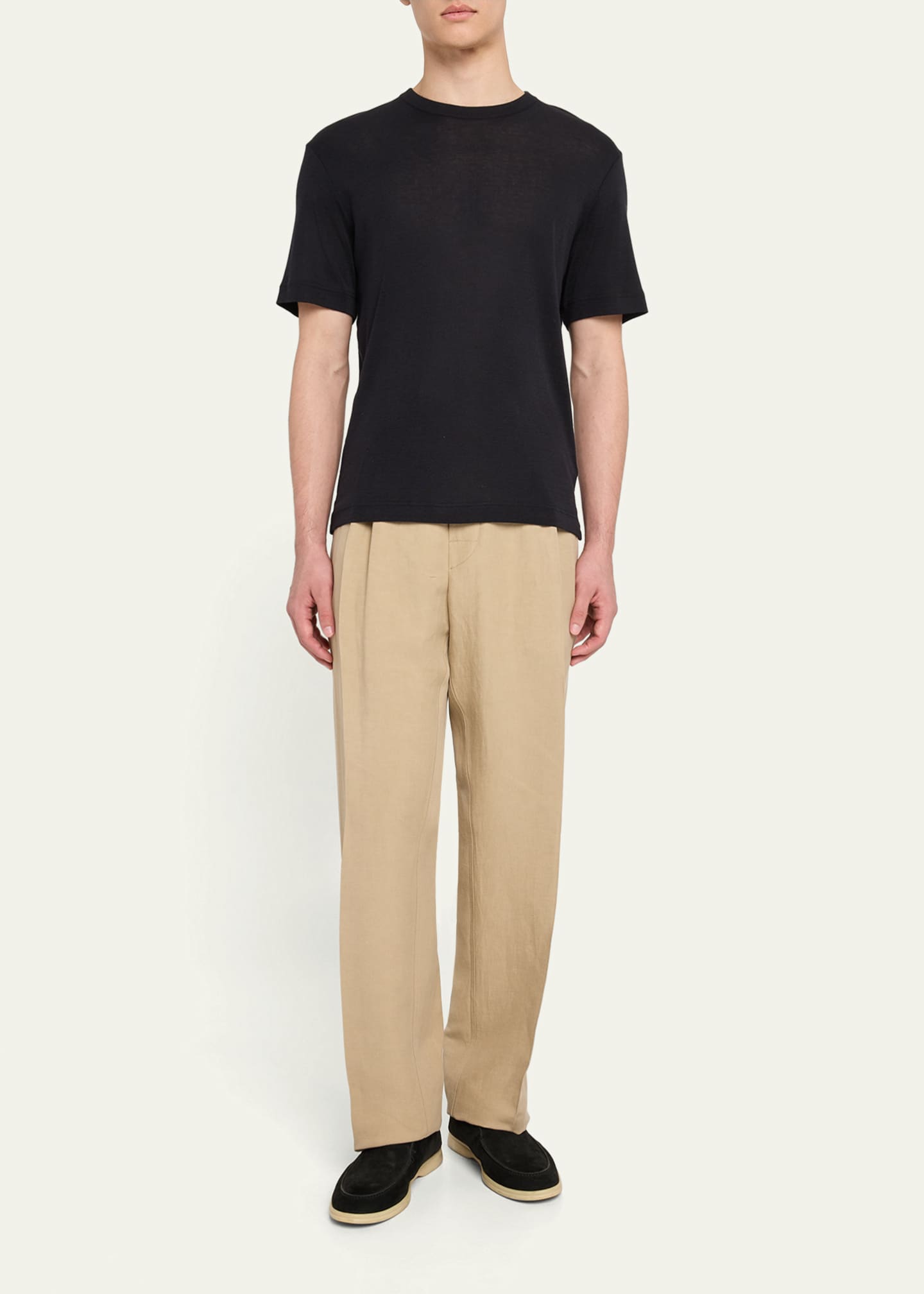 Loro Piana Men's Reinga Linen and Silk Pleated Trousers Image 2 of 5