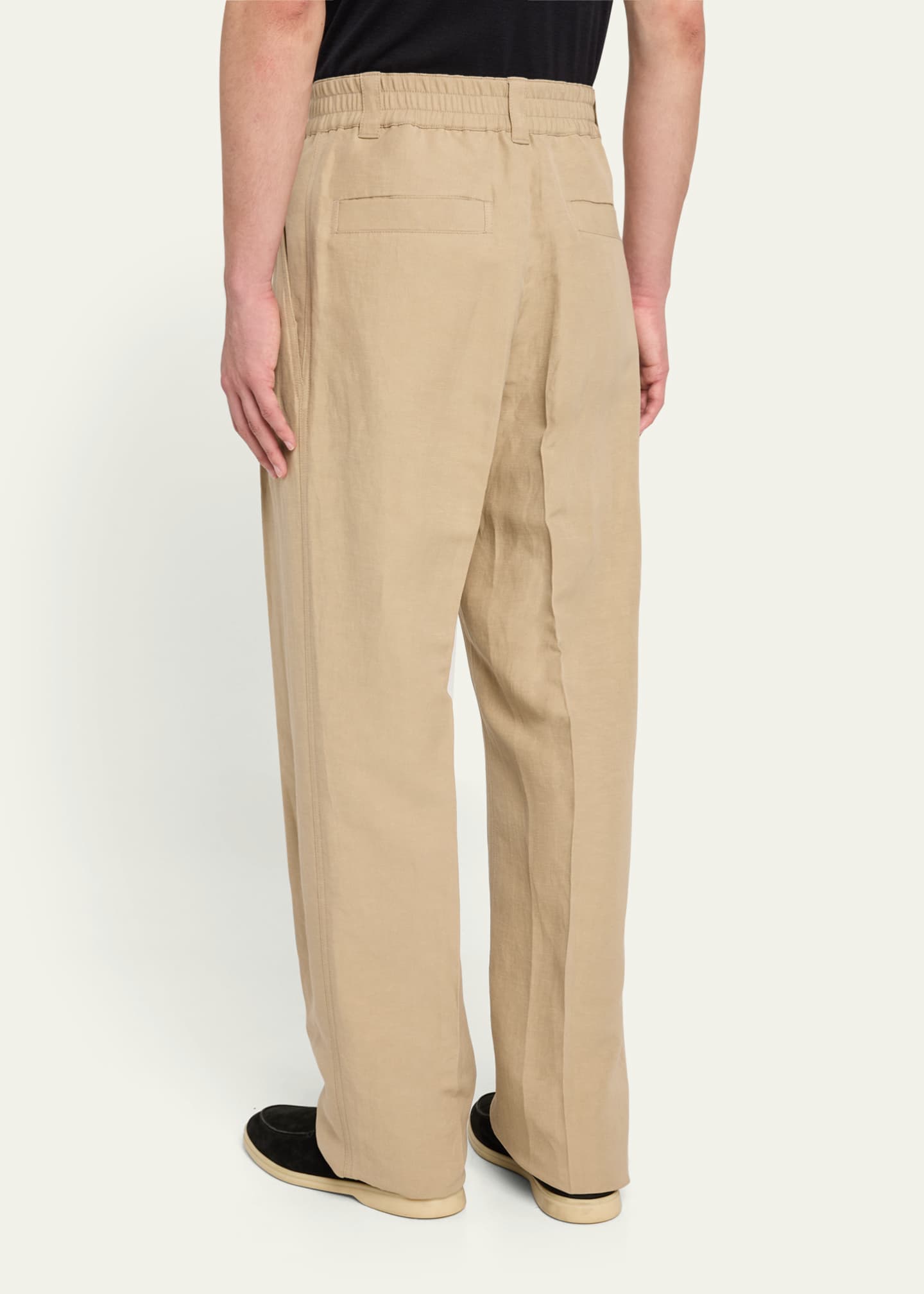 Loro Piana Men's Reinga Linen and Silk Pleated Trousers Image 3 of 5