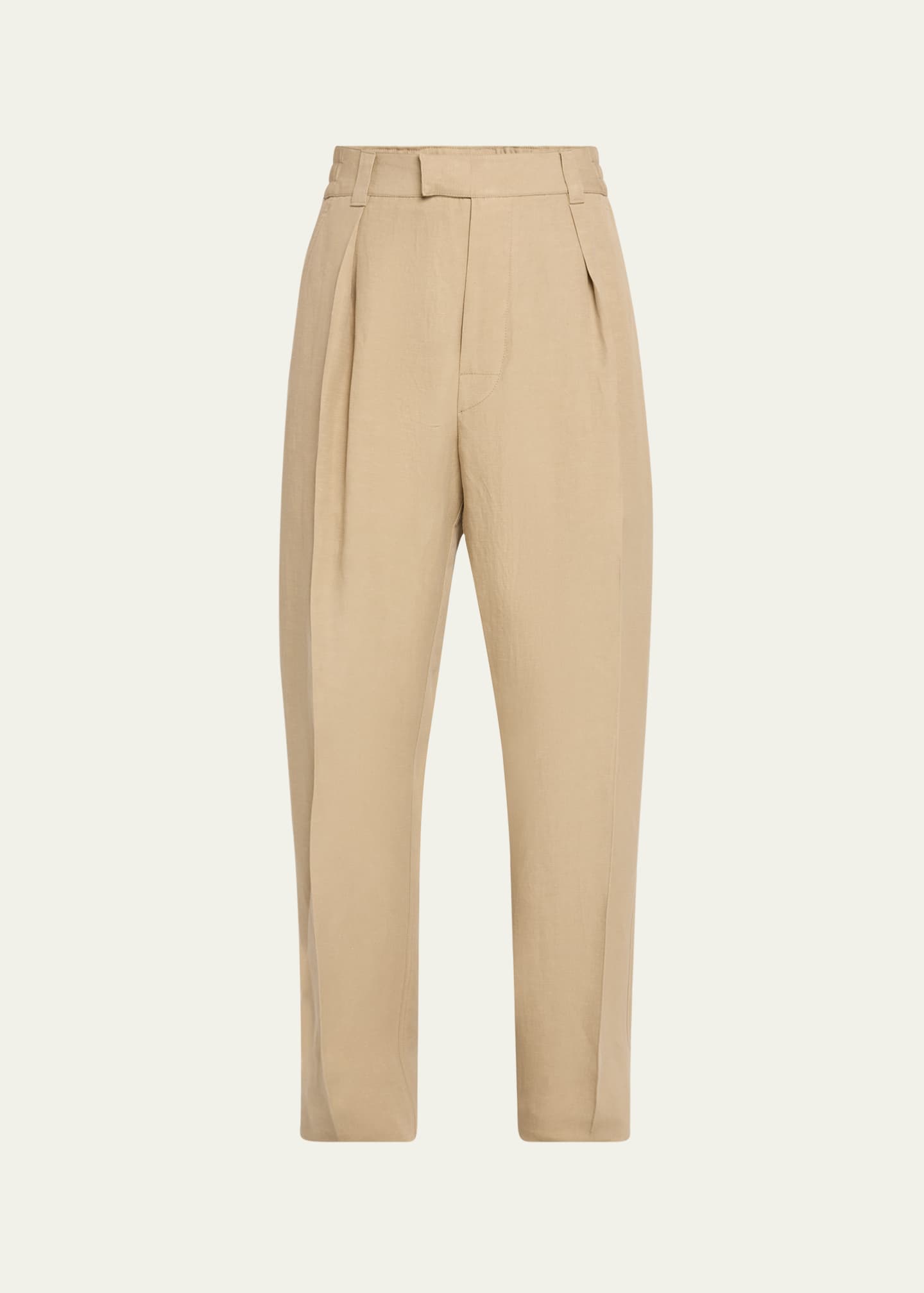 Loro Piana Men's Reinga Linen and Silk Pleated Trousers Image 1 of 5