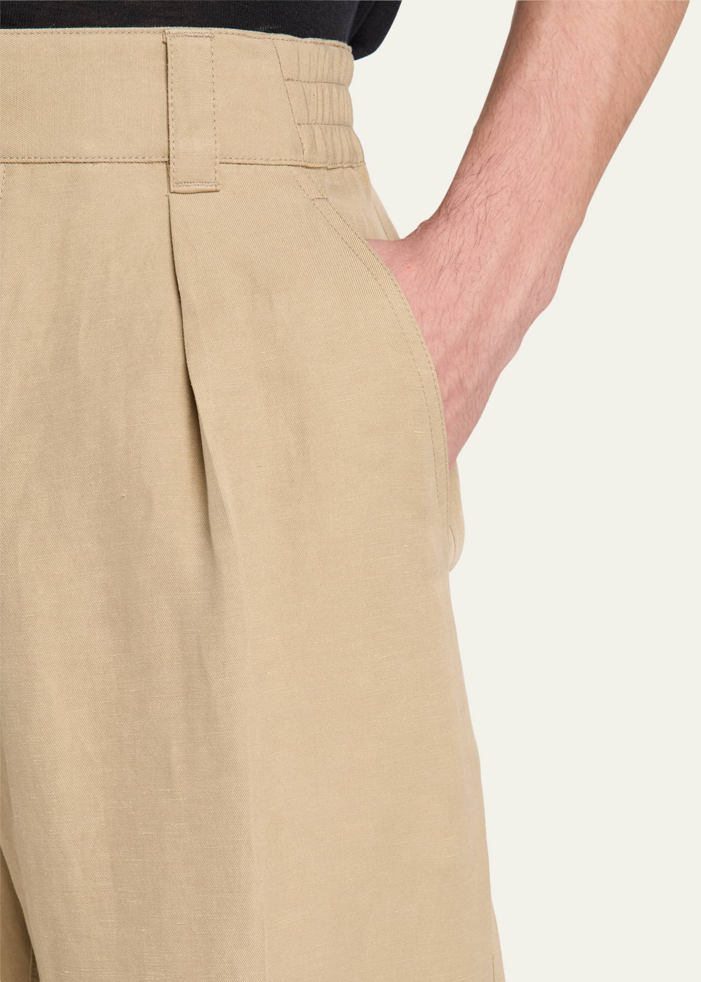 Loro Piana Men's Reinga Linen and Silk Pleated Trousers Image 5 of 5