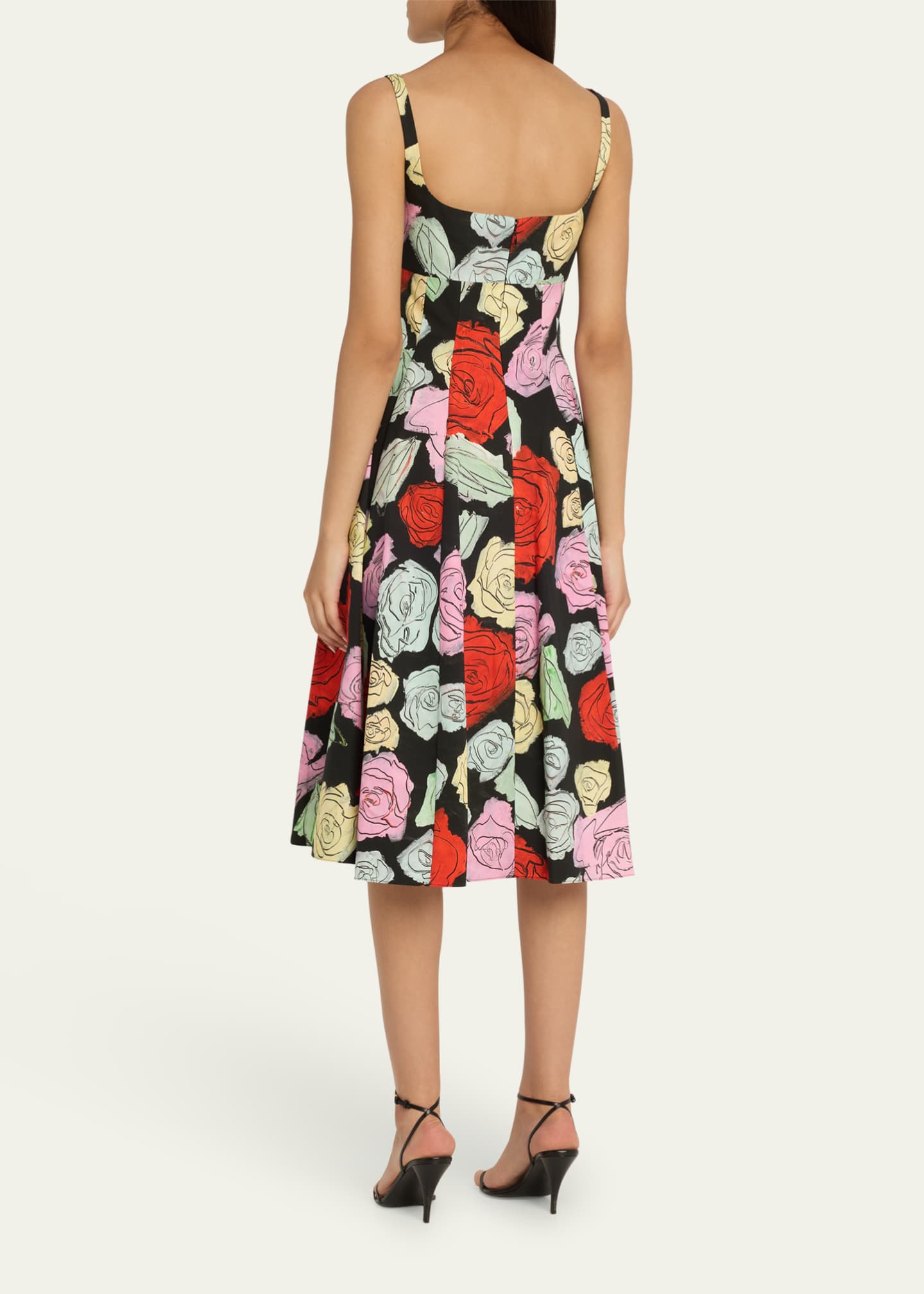 Marni Sleeveless Rose-Print Cotton Poplin Midi Dress Image 3 of 5