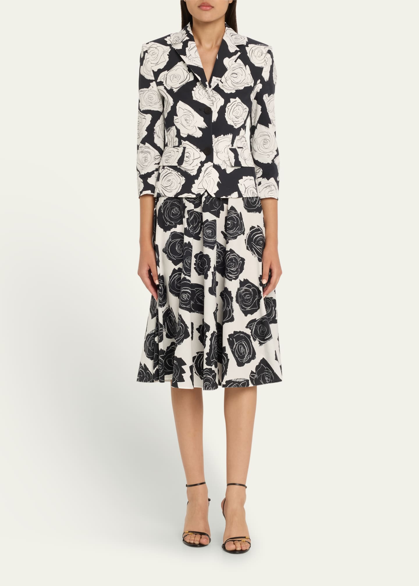 Marni Rose-Printed Flare Midi Skirt Image 2 of 5