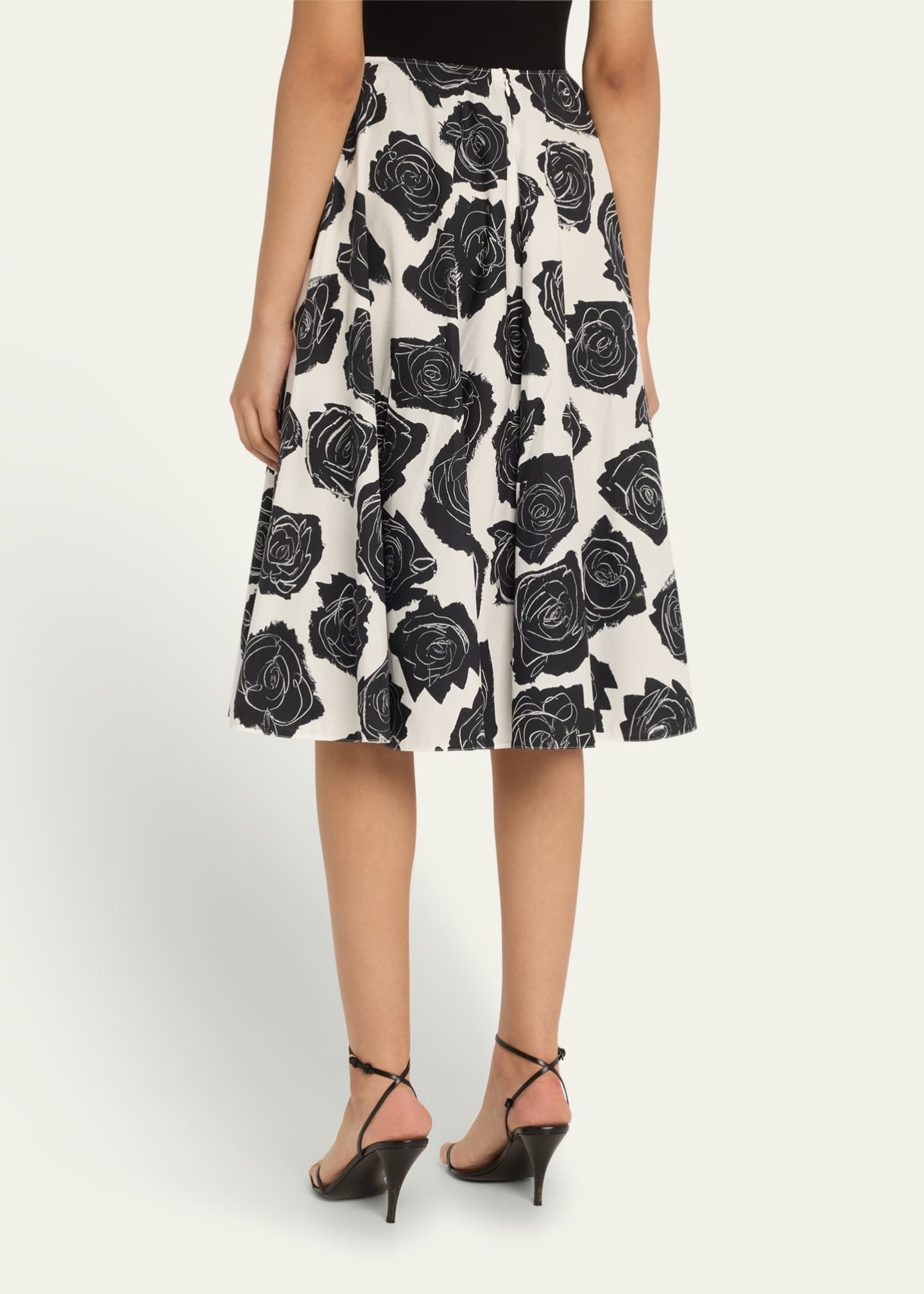 Marni Rose-Printed Flare Midi Skirt Image 3 of 5