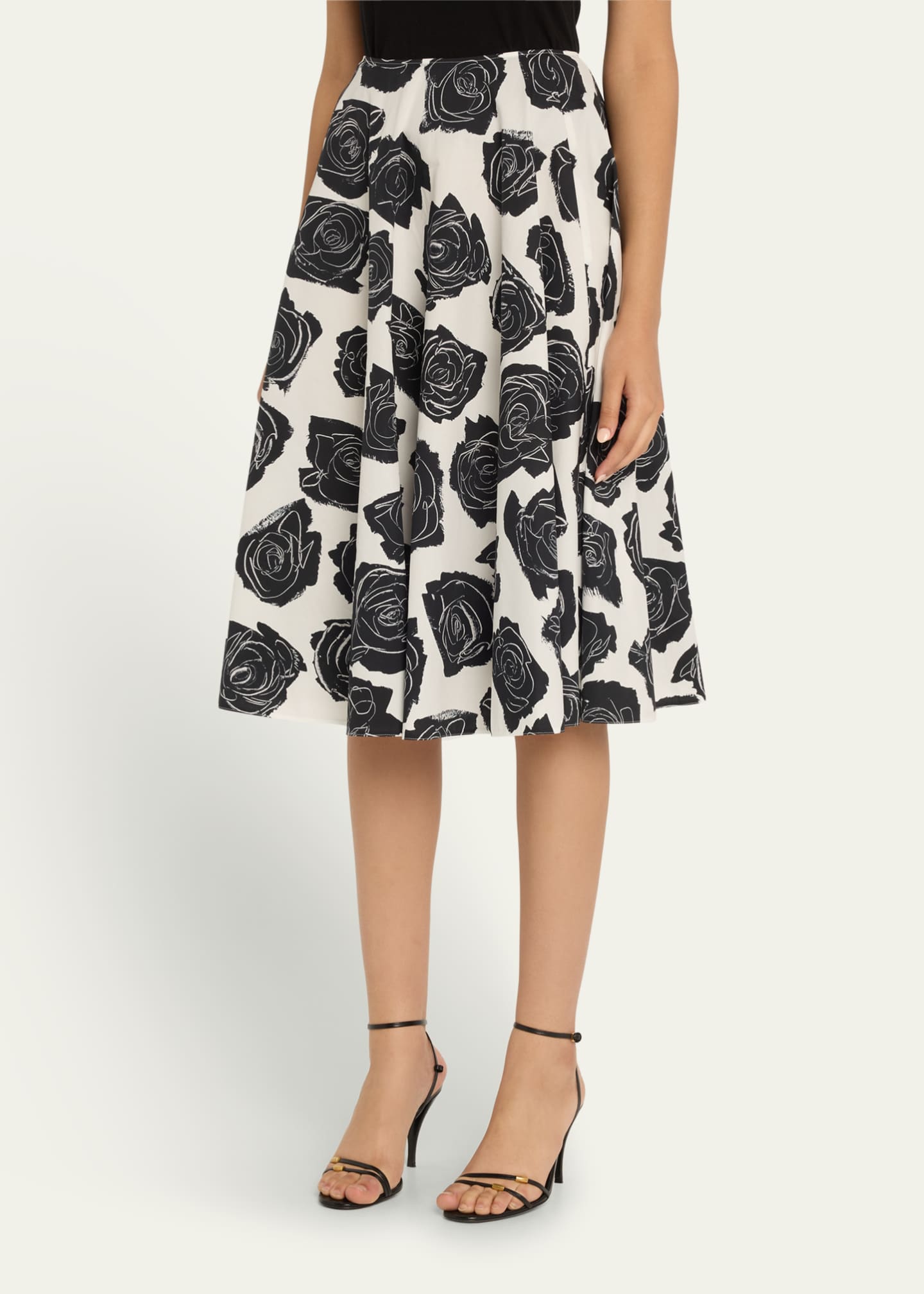Marni Rose-Printed Flare Midi Skirt Image 4 of 5