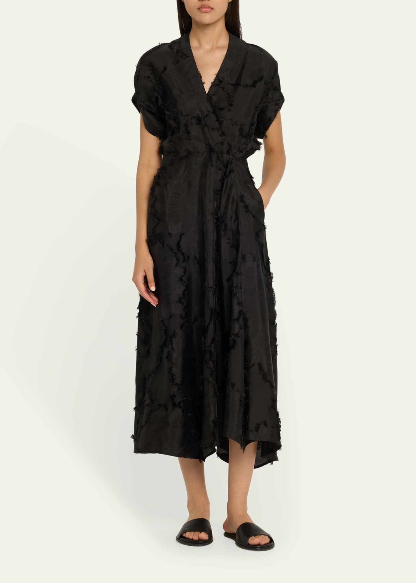 Zero + Maria Cornejo Long Aki Wave Floral Jacquard Dress Image 2 of 5